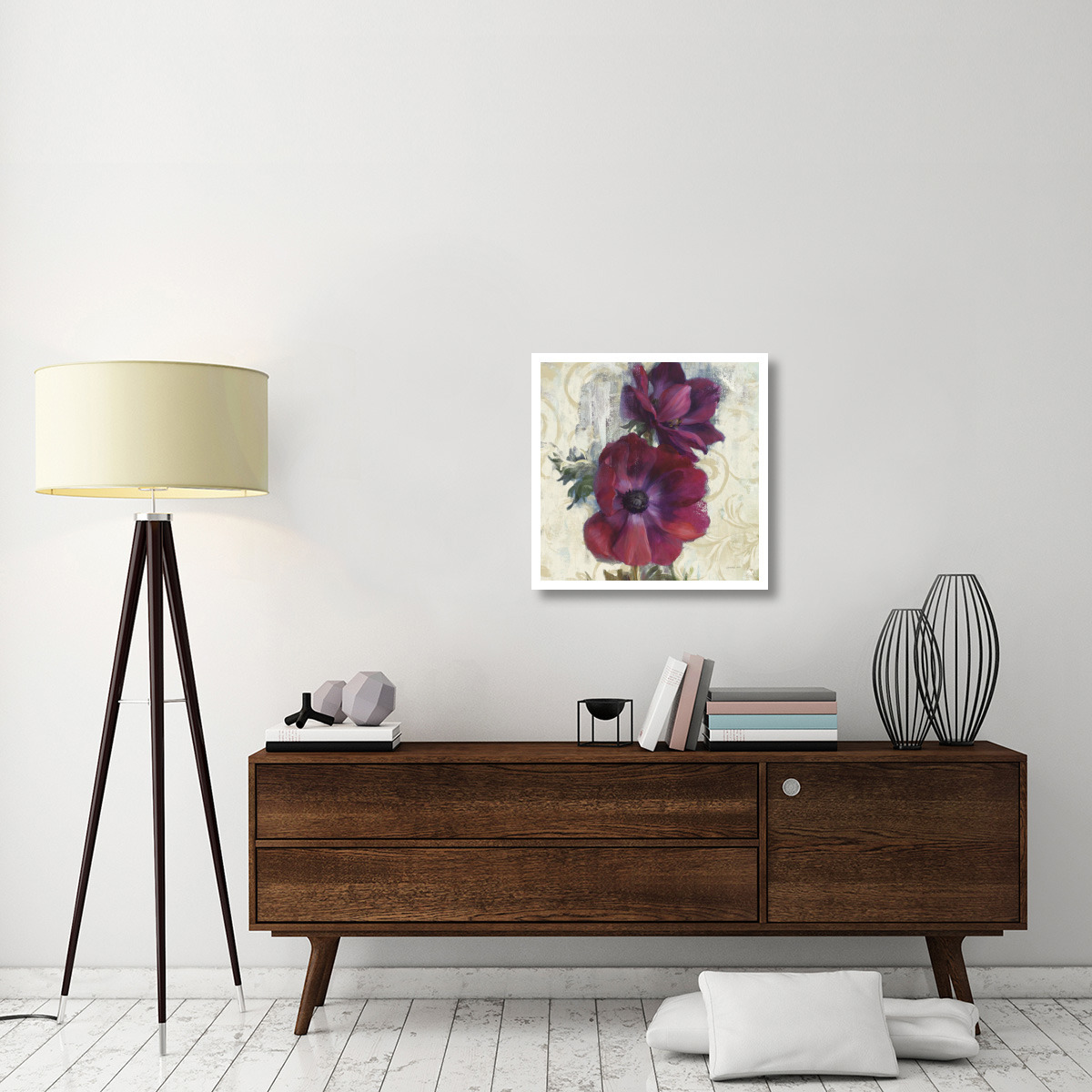 Rich Anemones I on Ivory -Paper Art-26&quotx26"