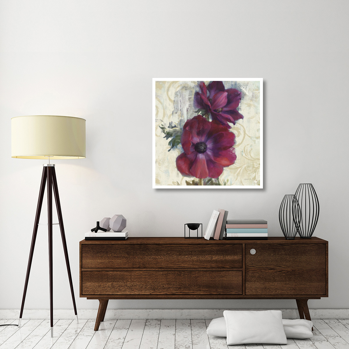 Rich Anemones I on Ivory -Paper Art-38&quotx38"