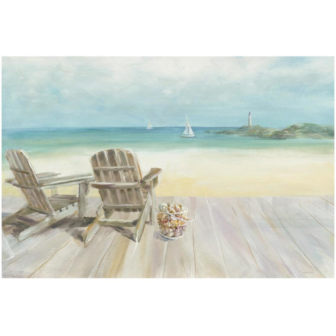 Seaside Morning no Window -Paper Art-32&quotx22"