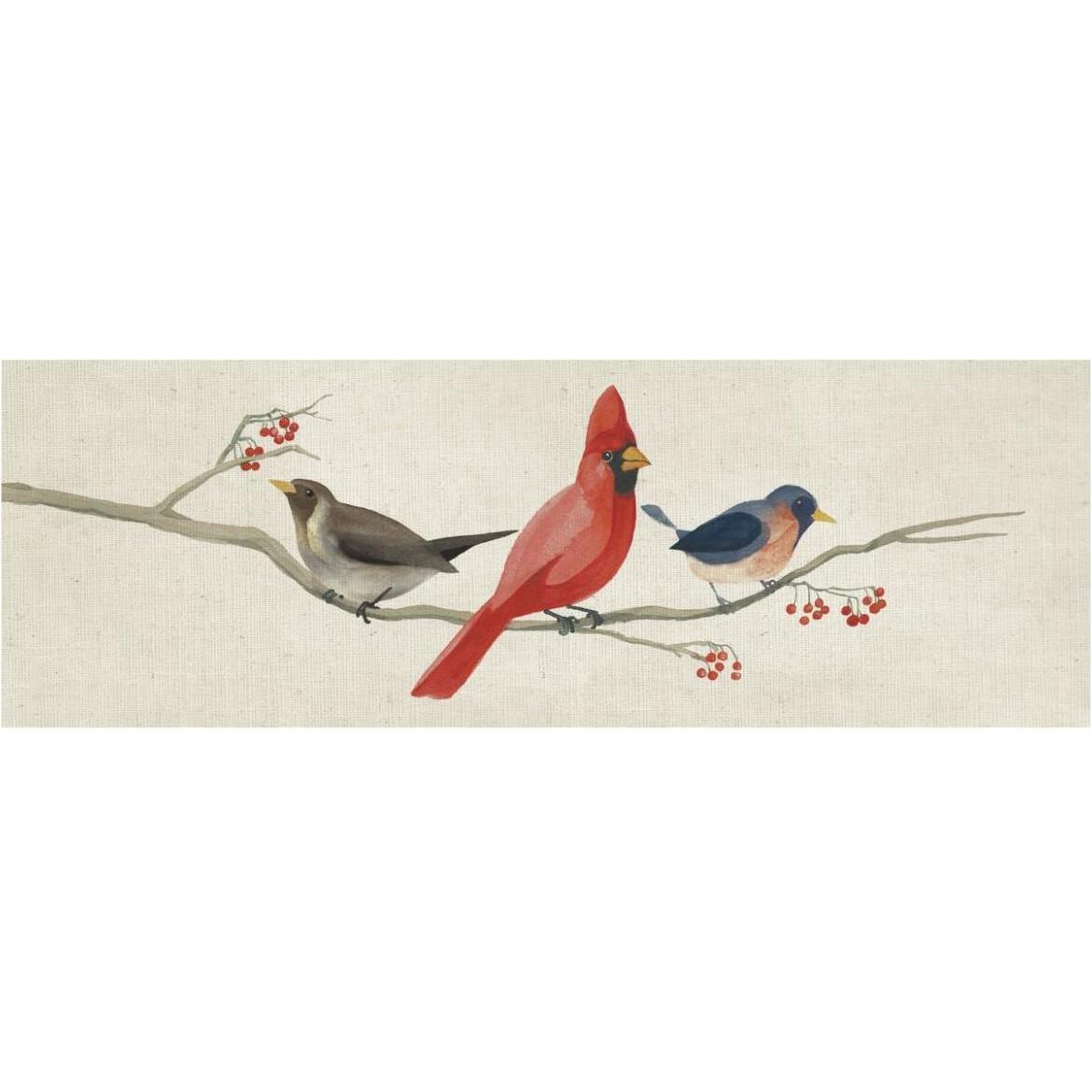 Festive Birds Panel II Linen -Paper Art-74&quotx26"