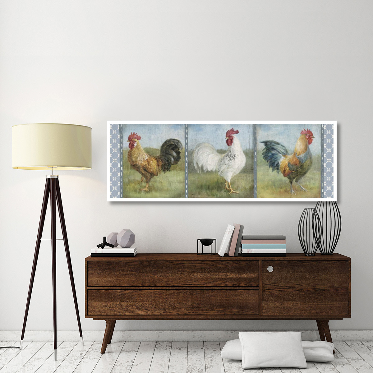 Noble Roosters V -Paper Art-74&quotx26"