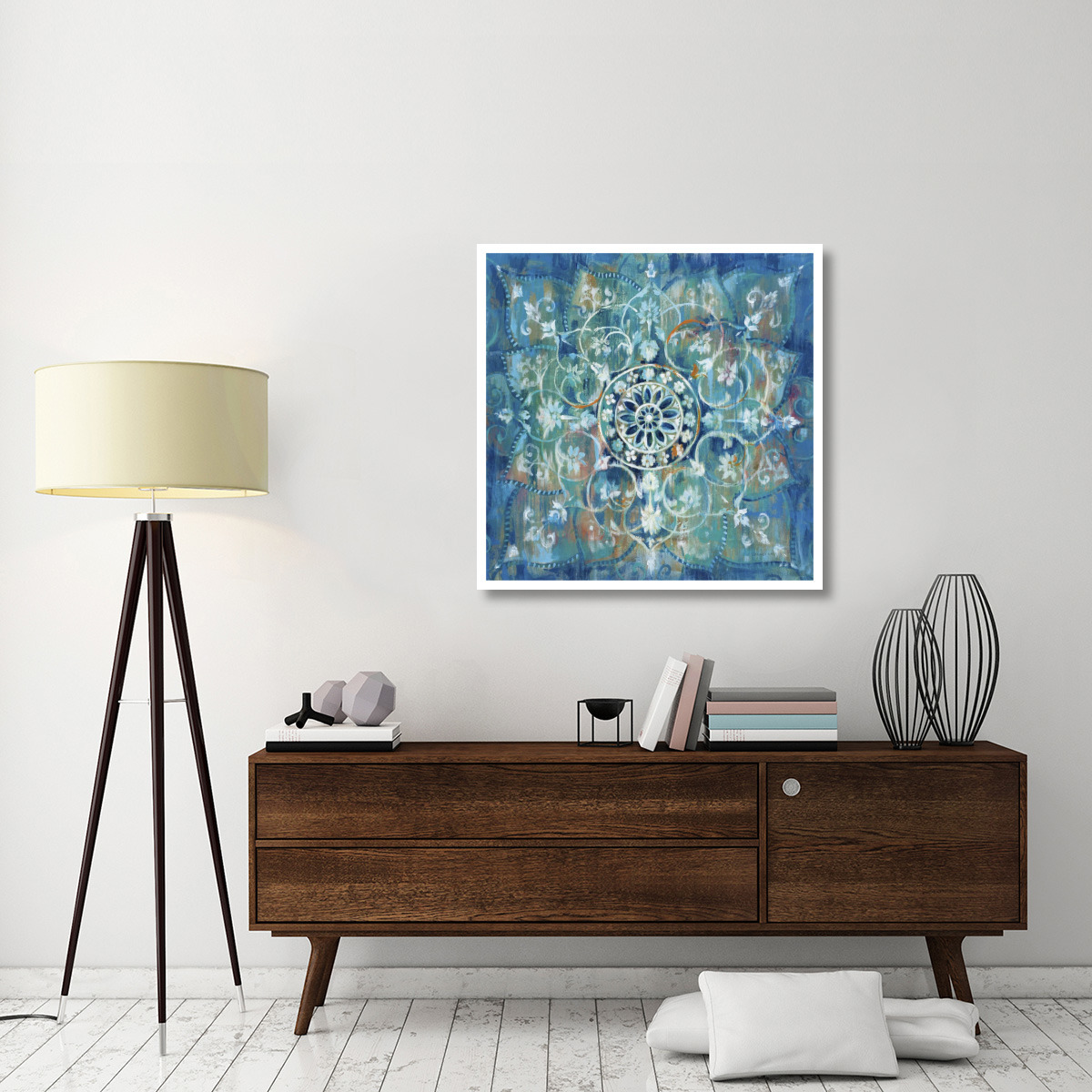 Mandala in Blue I -Paper Art-38&quotx38"