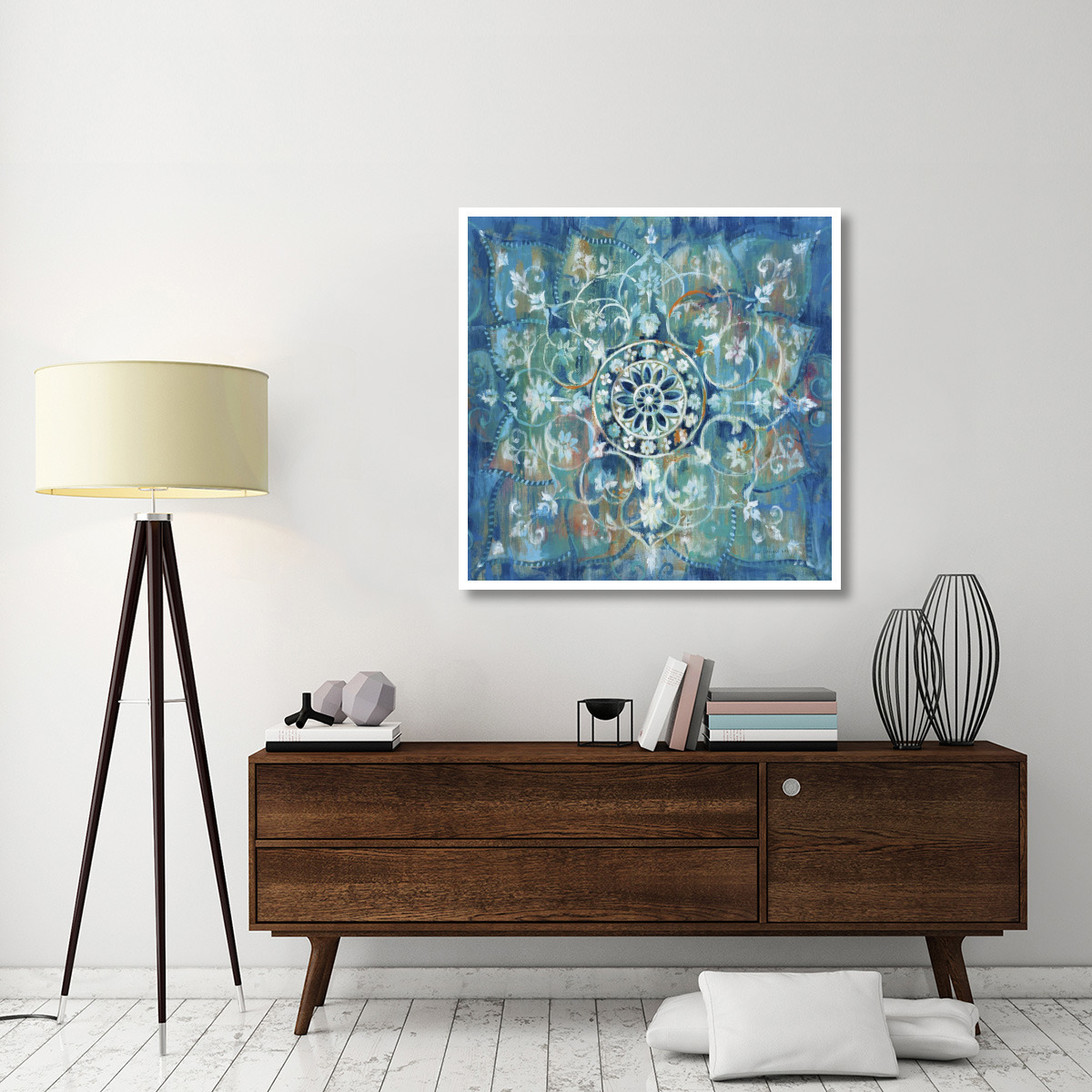 Mandala in Blue I -Paper Art-42&quotx42"