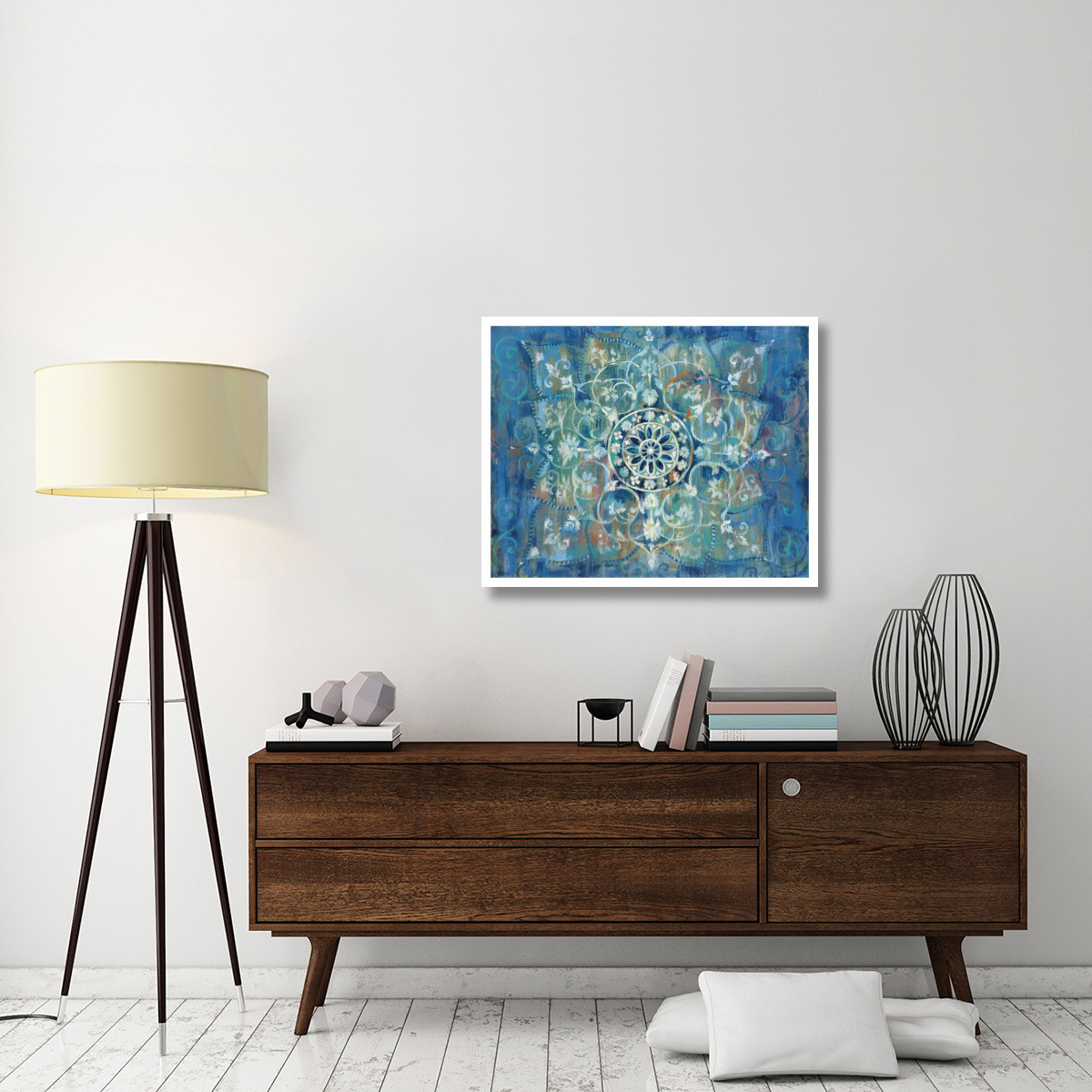 Mandala in Blue I -Paper Art-37&quotx30"