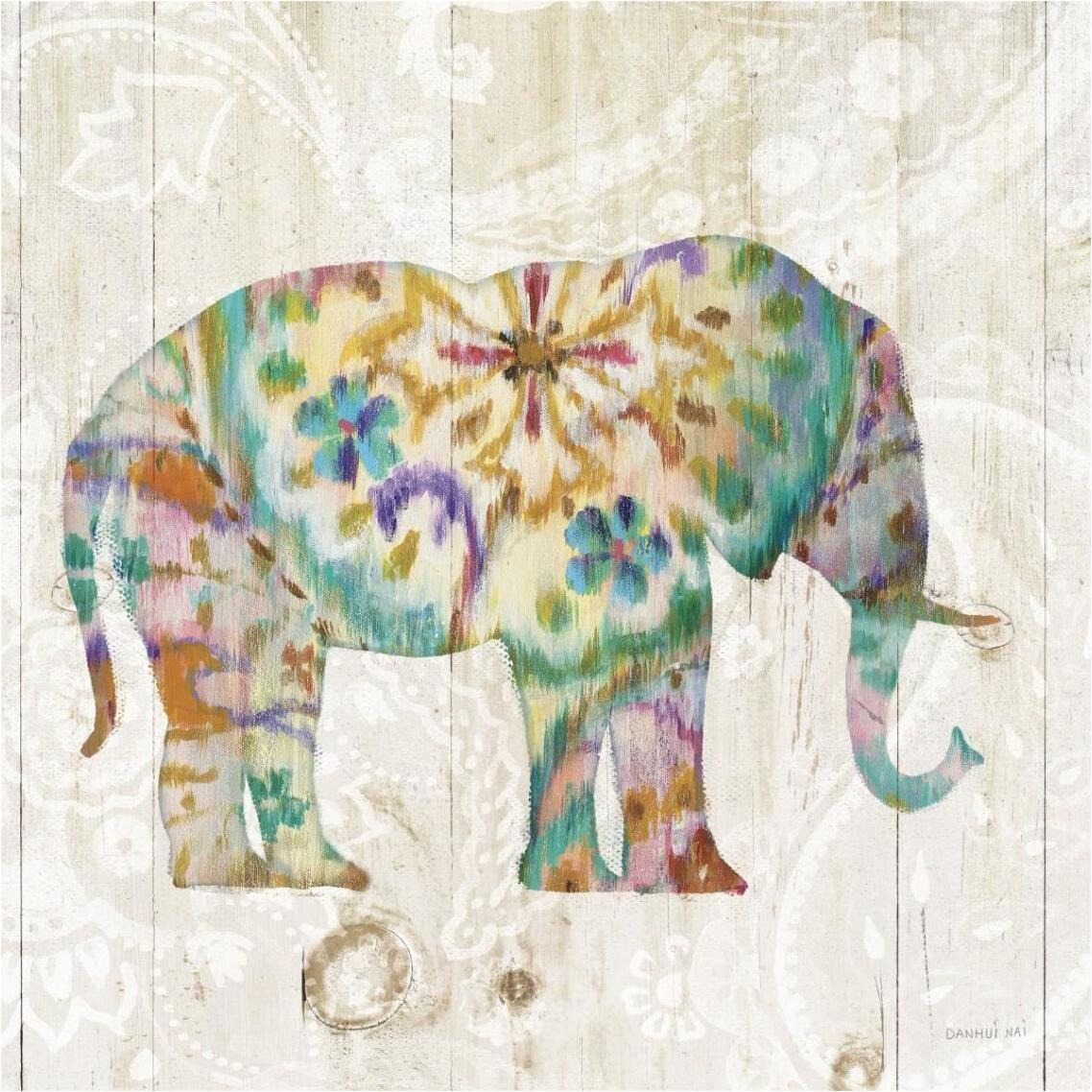 Boho Paisley Elephant I -Paper Art-38&quotx38"