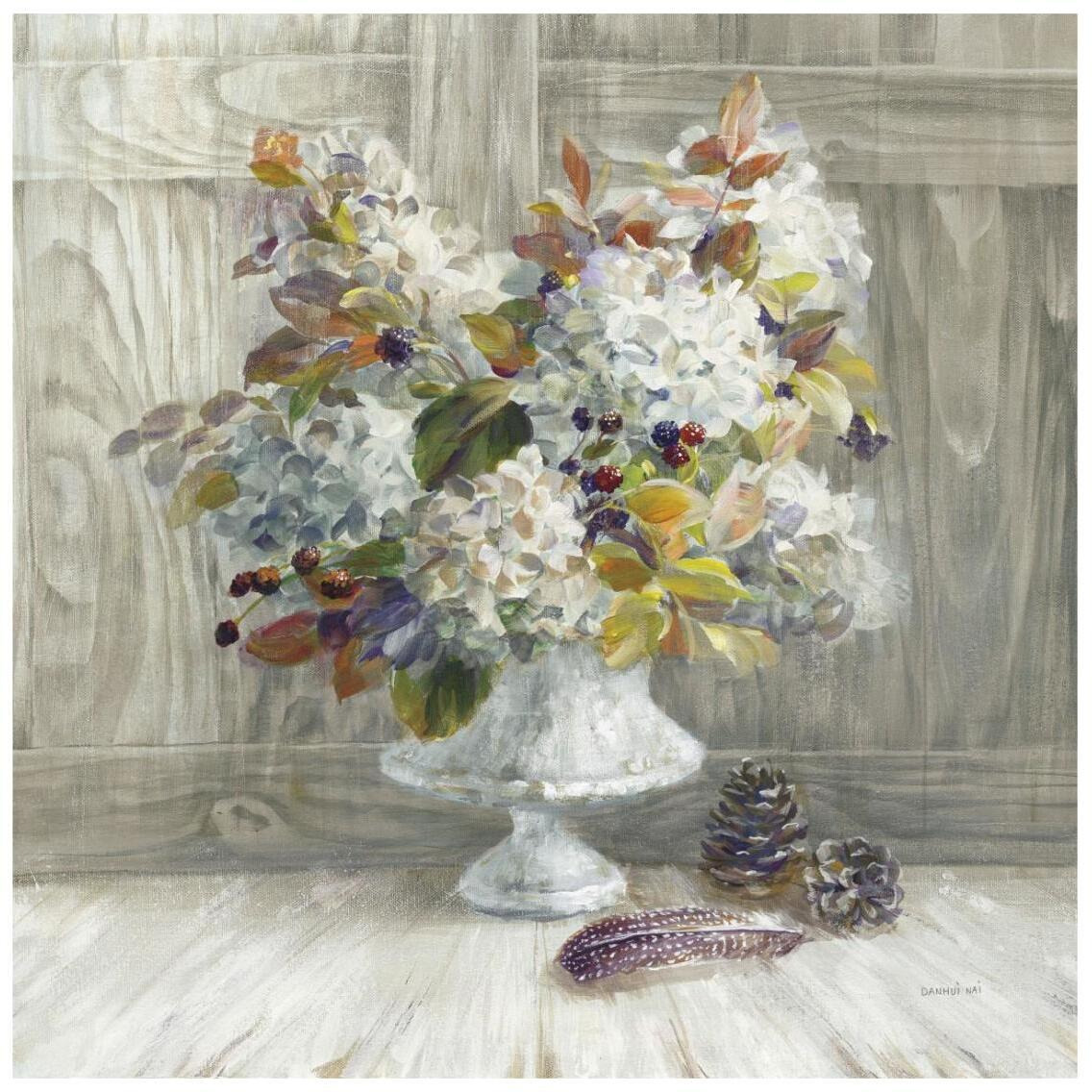 Rustic Florals White -Paper Art-26&quotx26"