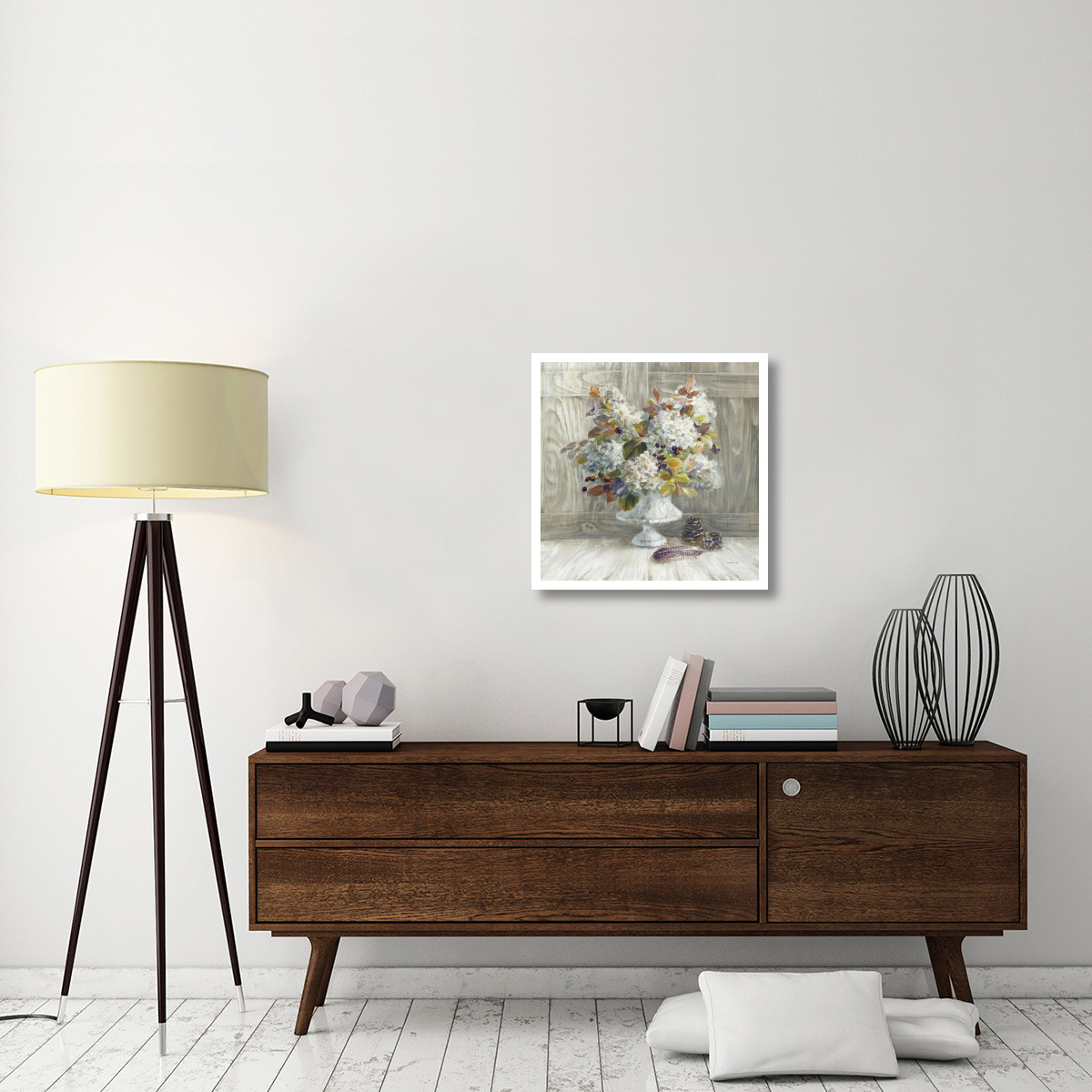 Rustic Florals White -Paper Art-26&quotx26"