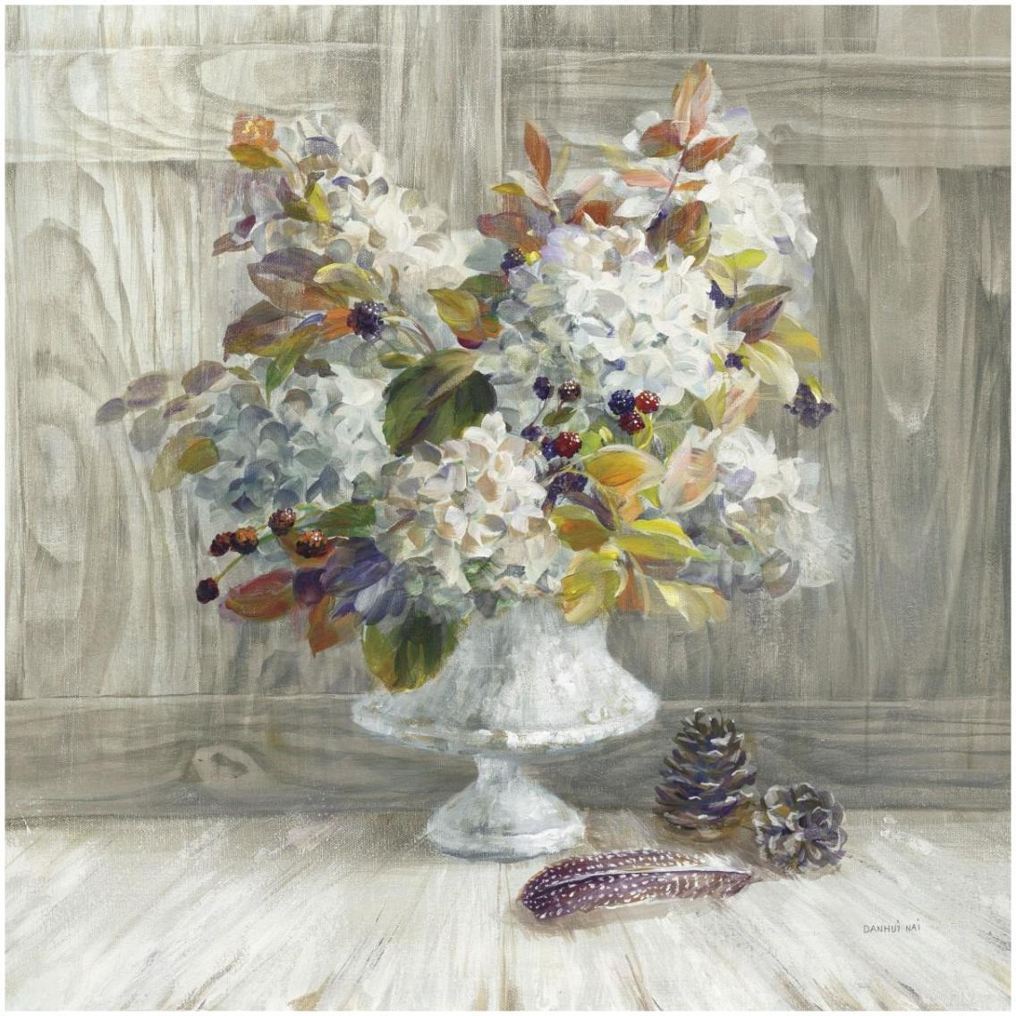 Rustic Florals White -Paper Art-32&quotx32"