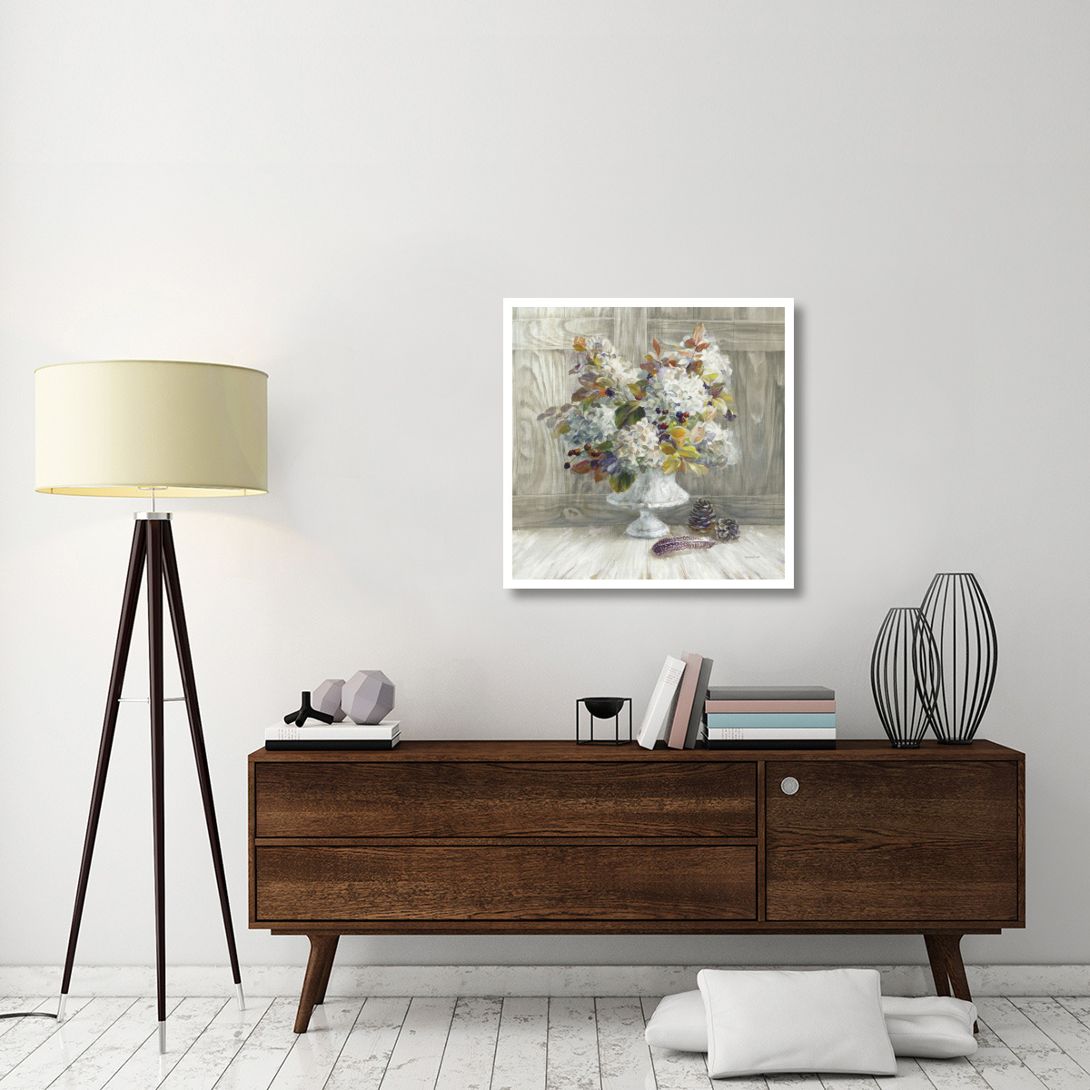 Rustic Florals White -Paper Art-32&quotx32"
