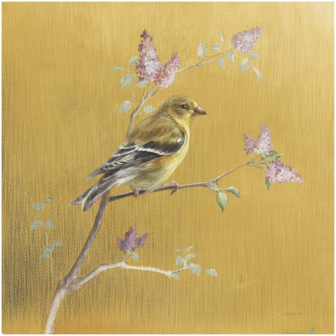 Female Goldfinch on Gold -Paper Art-32&quotx32"