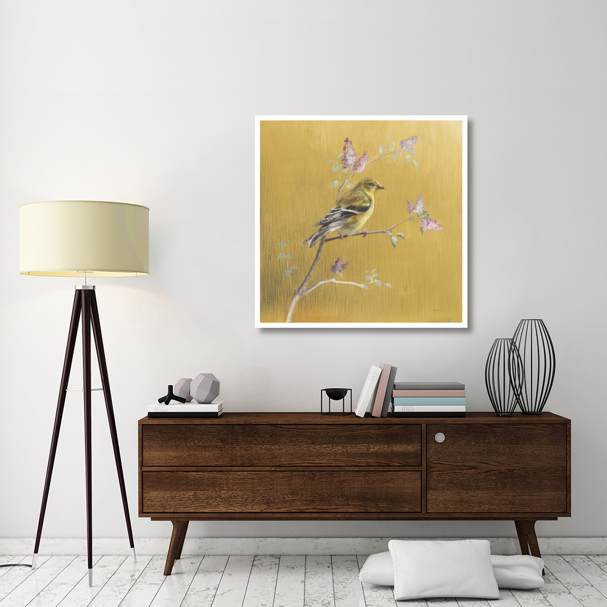 Female Goldfinch on Gold -Paper Art-42&quotx42"