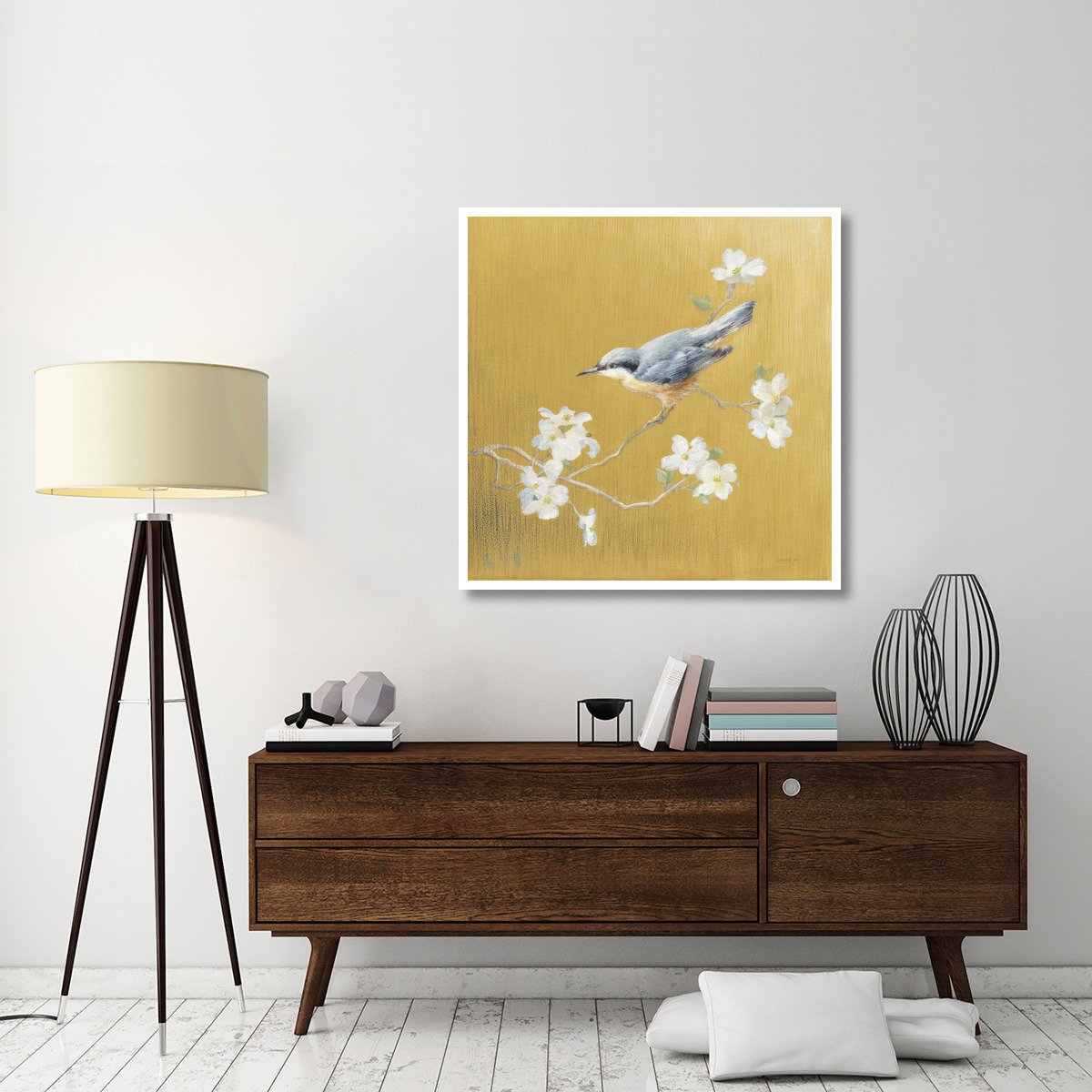 Nuthatch on Gold -Paper Art-42&quotx42"