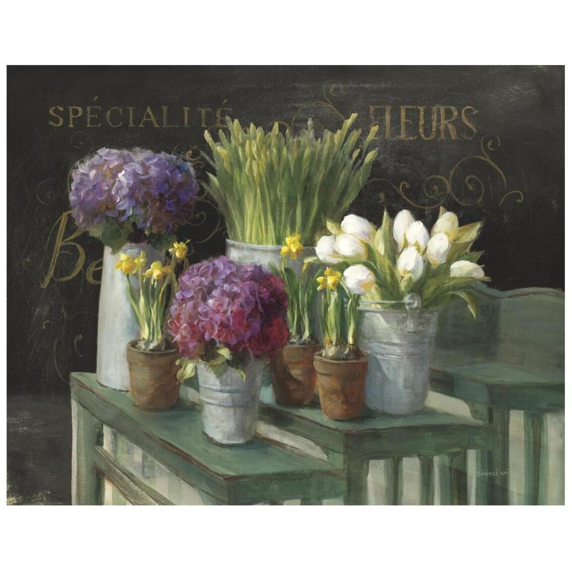 Les Fleurs Printemps on Black -Paper Art-26&quotx22"