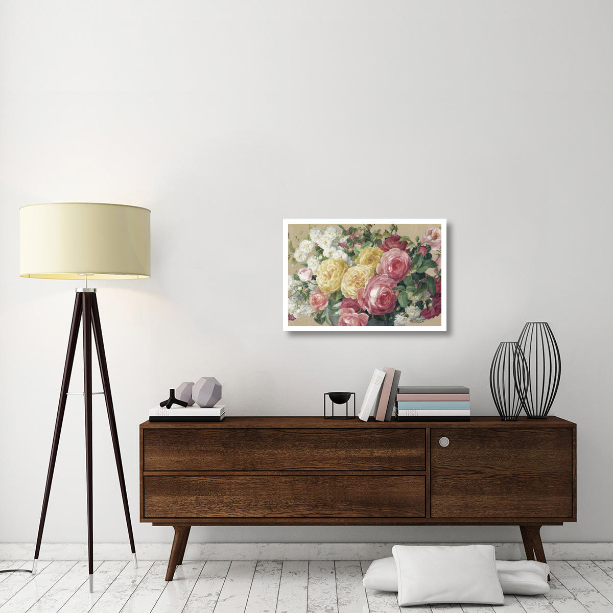 Antique Roses on Tan Crop -Paper Art-32&quotx22"