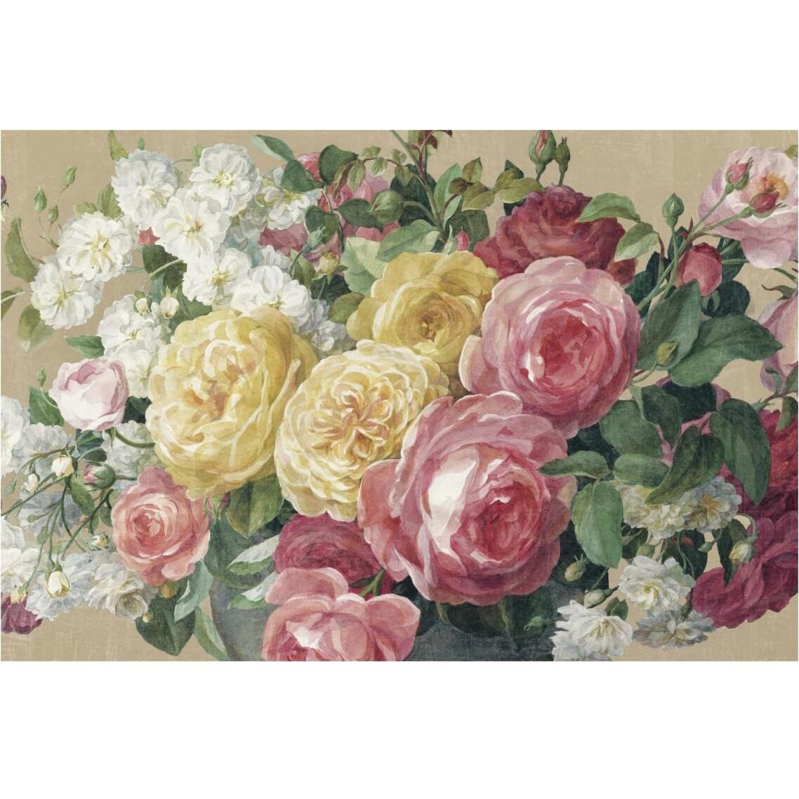 Antique Roses on Tan Crop -Paper Art-38&quotx26"