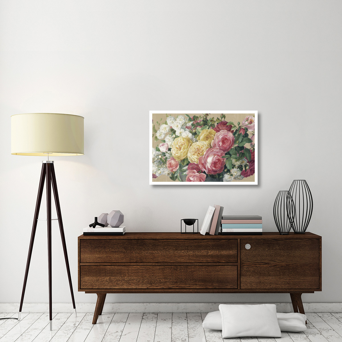 Antique Roses on Tan Crop -Paper Art-38&quotx26"