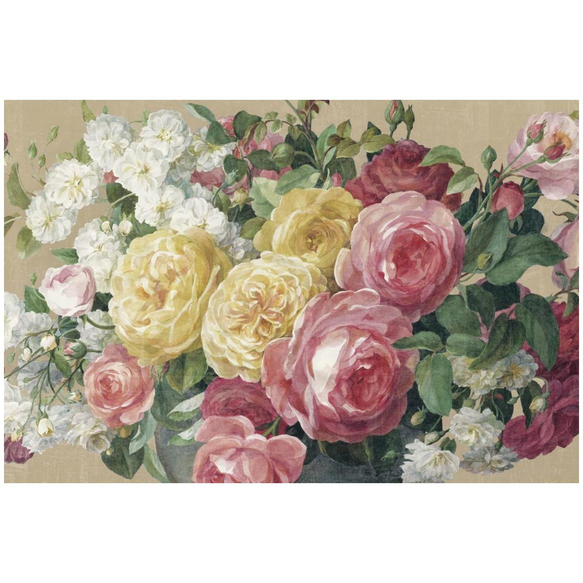 Antique Roses on Tan Crop -Paper Art-50&quotx34"