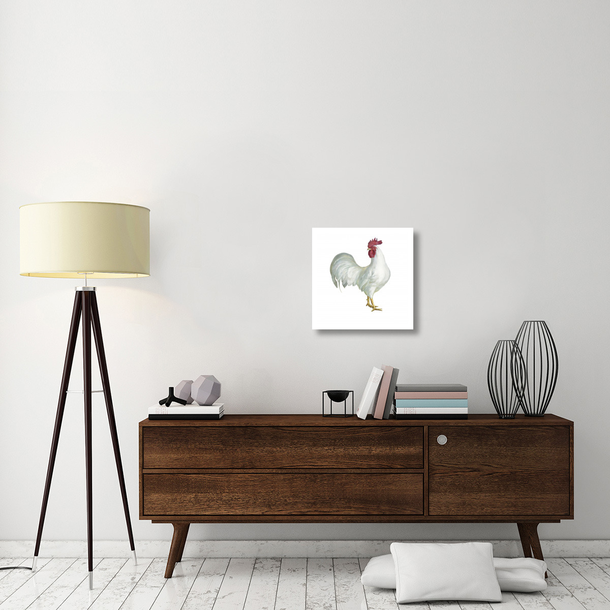 Noble Rooster I on White -Paper Art-20&quotx20"