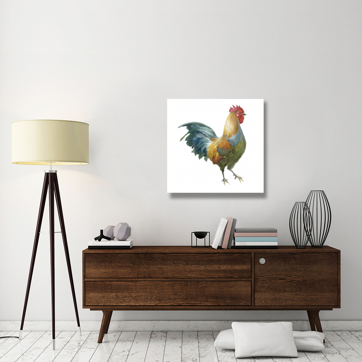 Noble Rooster III on White -Paper Art-32&quotx32"