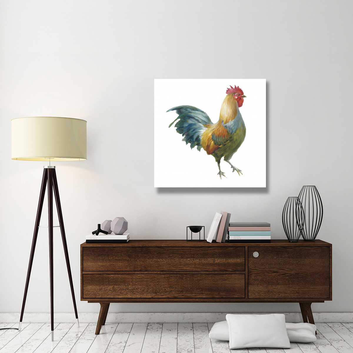 Noble Rooster III on White -Paper Art-38&quotx38"