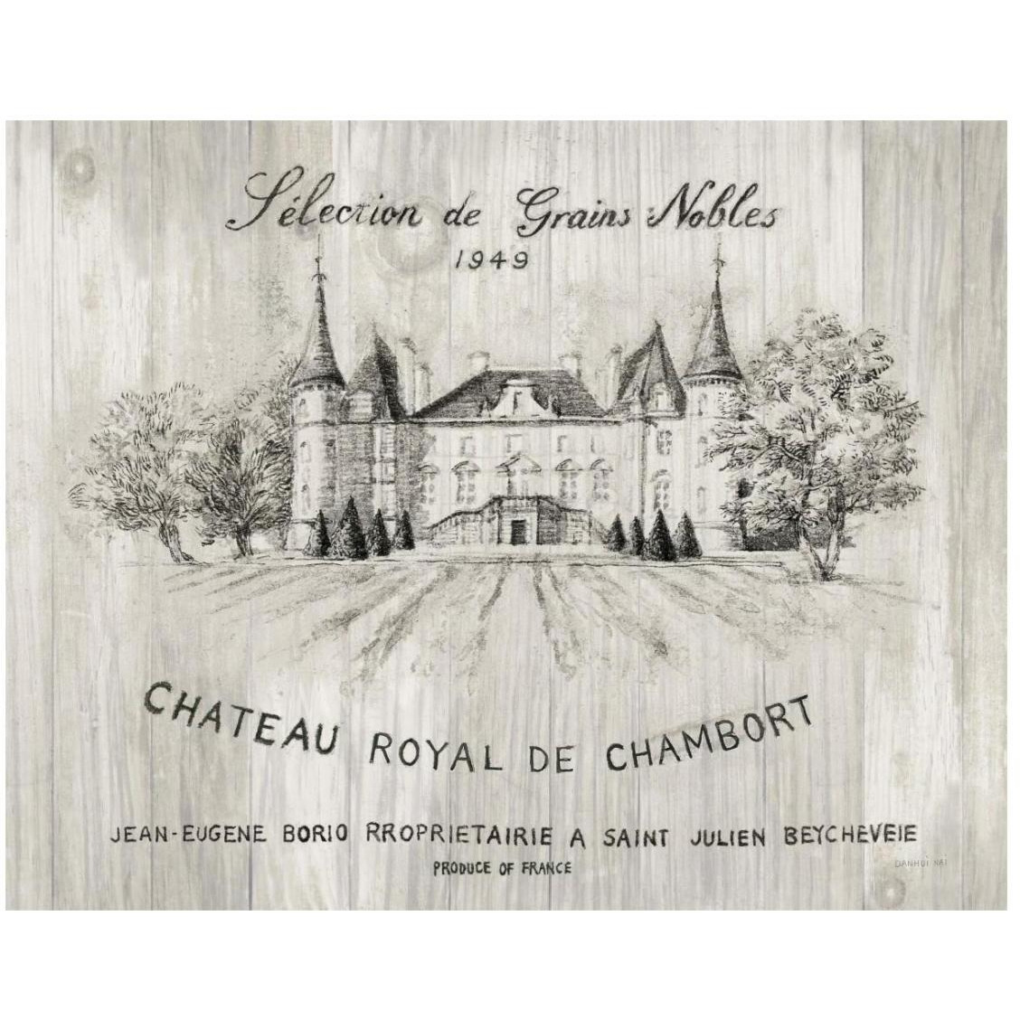Chateau Chambort on Wood -Paper Art-26&quotx22"