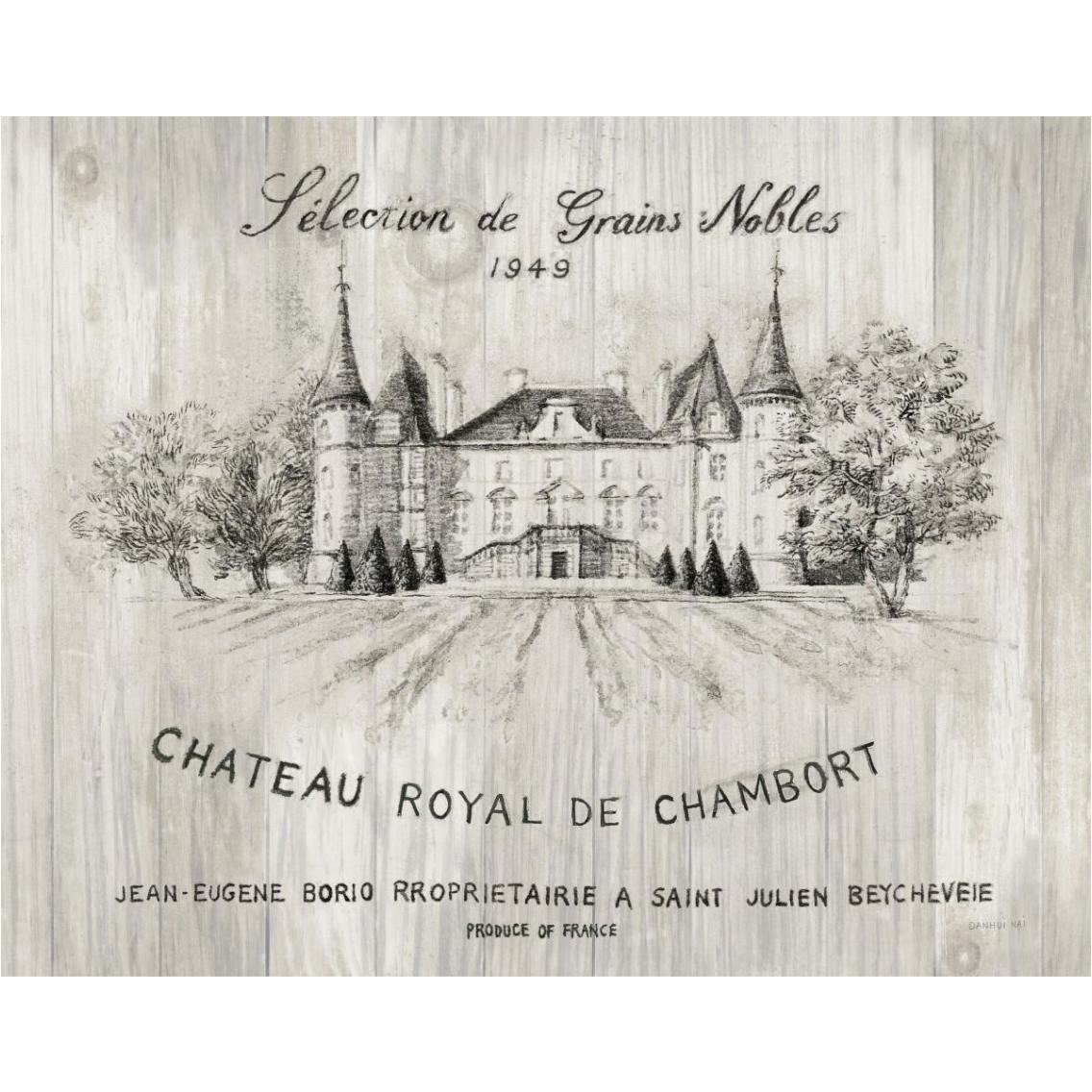 Chateau Chambort on Wood -Paper Art-37&quotx30"