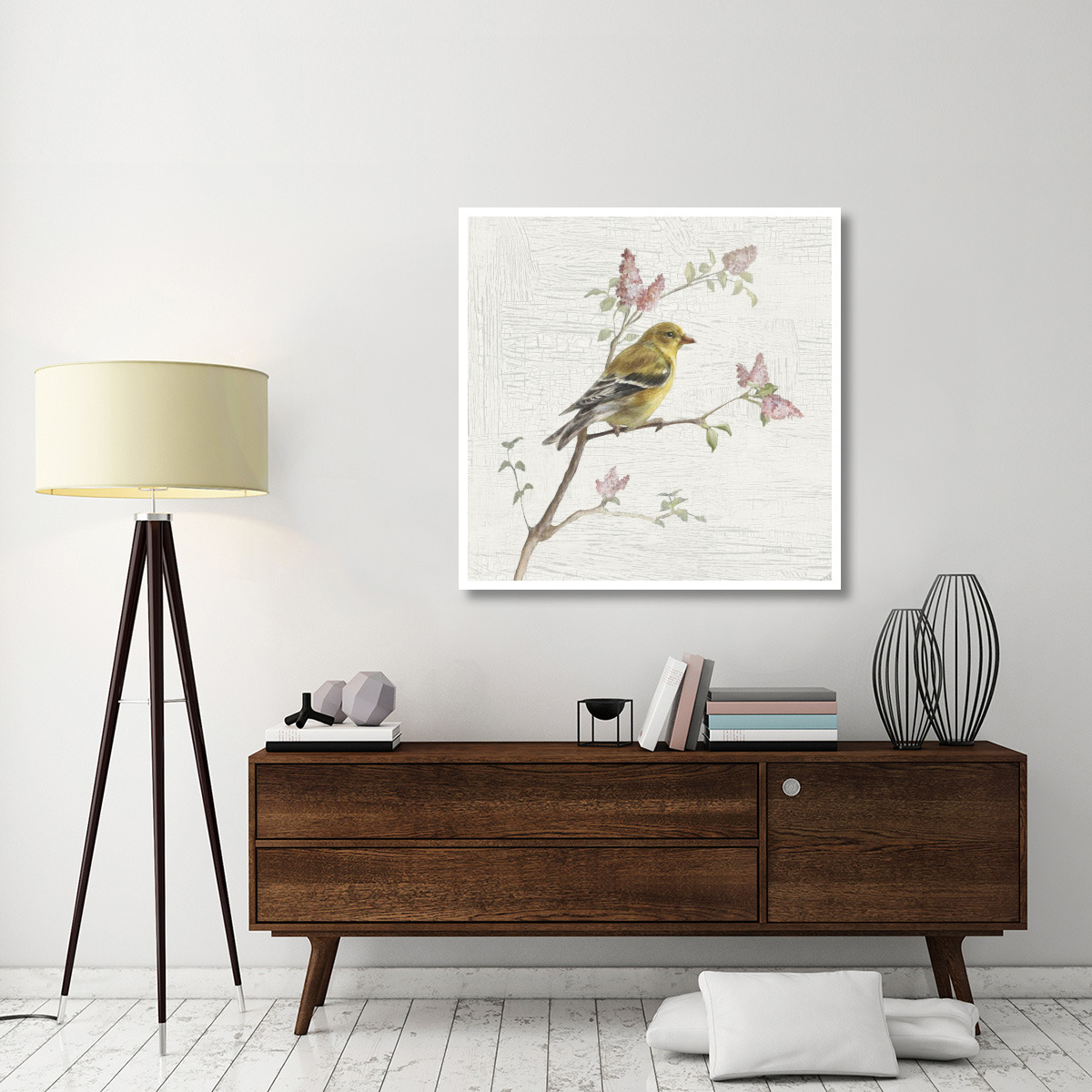 Female Goldfinch Vintage -Paper Art-42&quotx42"