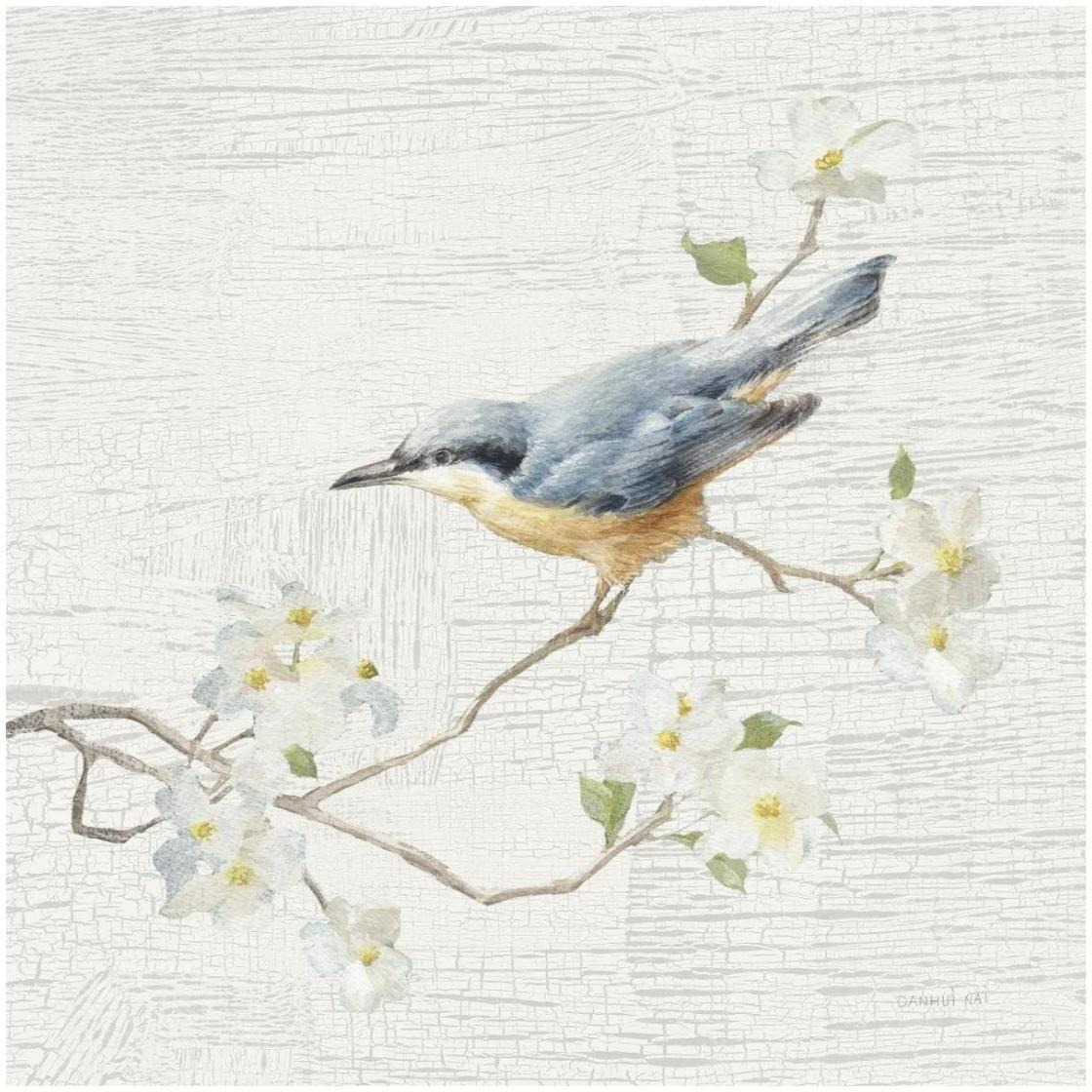 Nuthatch Vintage -Paper Art-26&quotx26"