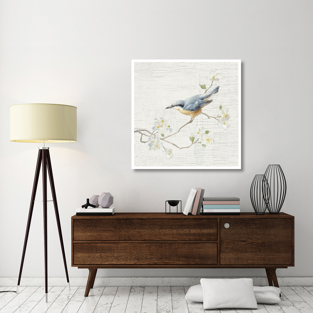 Nuthatch Vintage -Paper Art-42&quotx42"