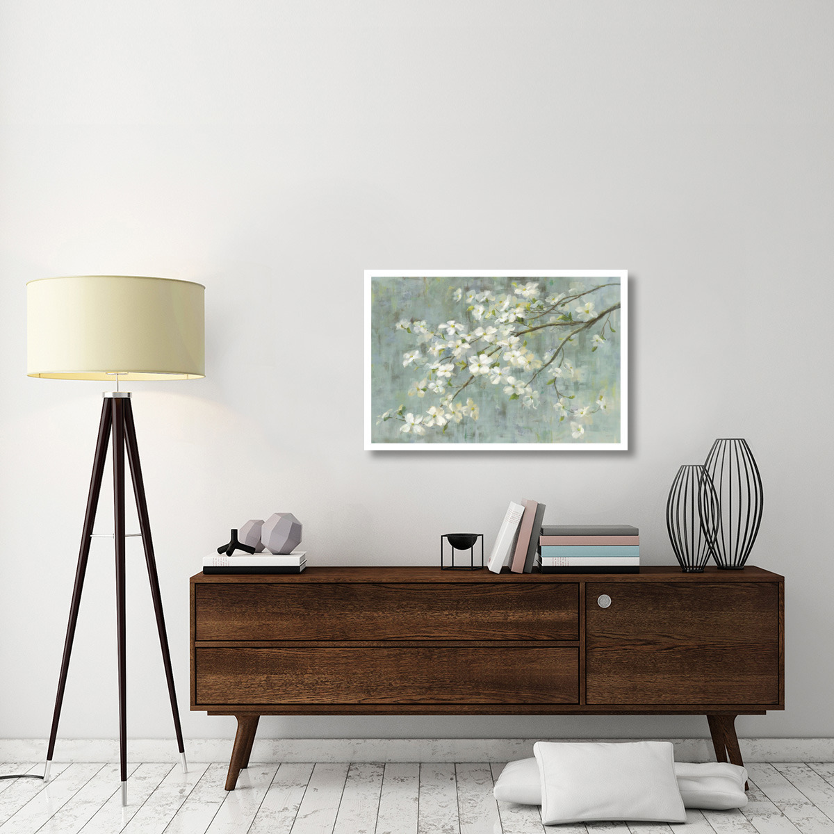 Dogwood in Spring on Blue -Paper Art-38&quotx26"