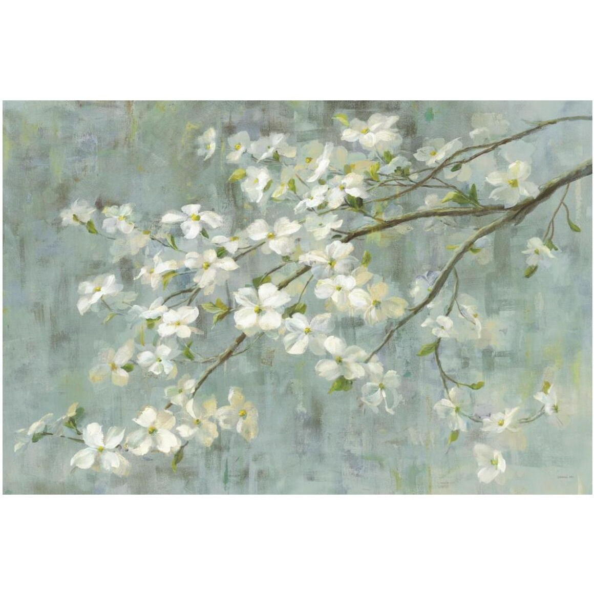 Dogwood in Spring on Blue -Paper Art-50&quotx34"