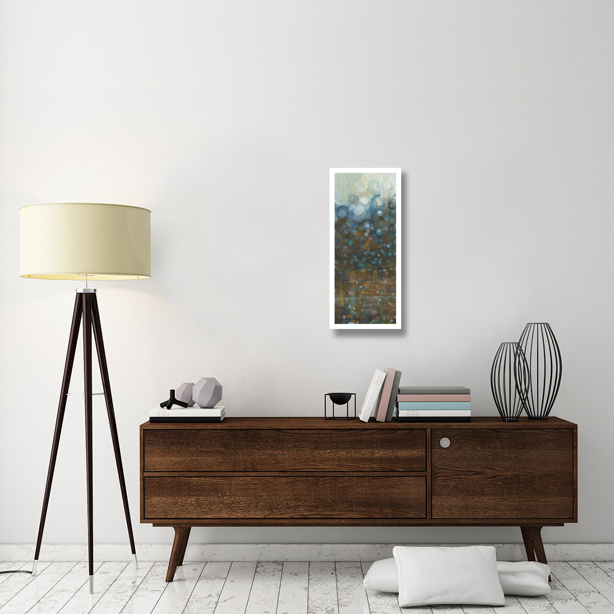Blue and Bronze Dots II -Paper Art-14&quotx32"