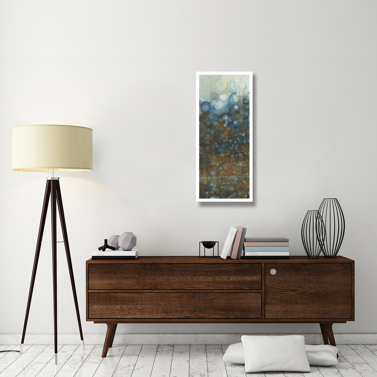 Blue and Bronze Dots II -Paper Art-18&quotx42"