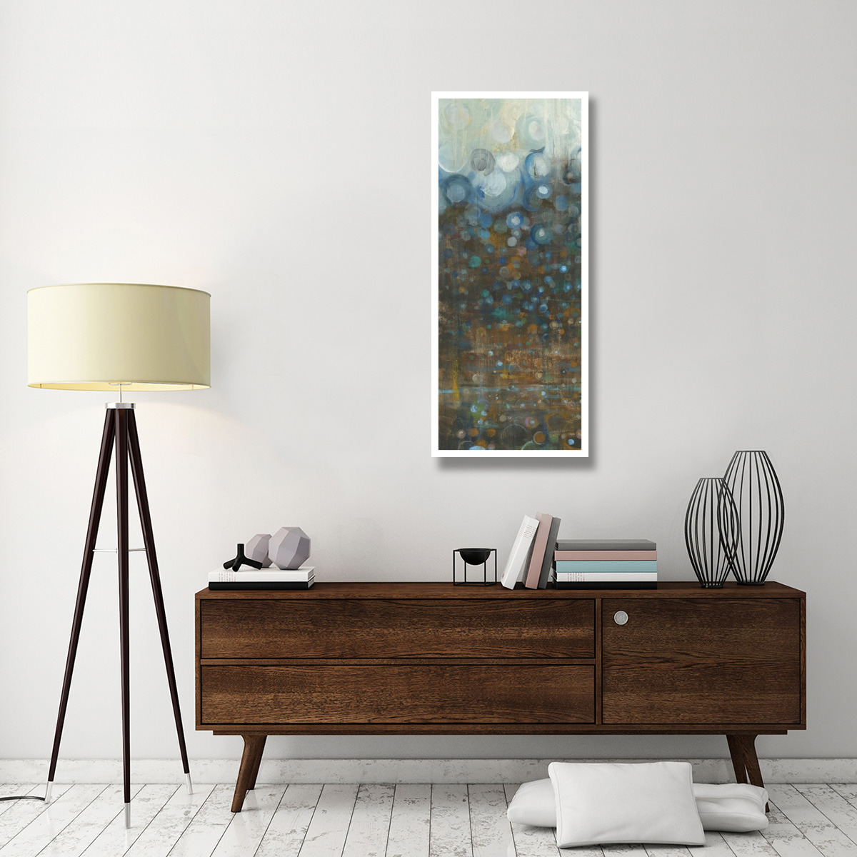 Blue and Bronze Dots II -Paper Art-22&quotx52"
