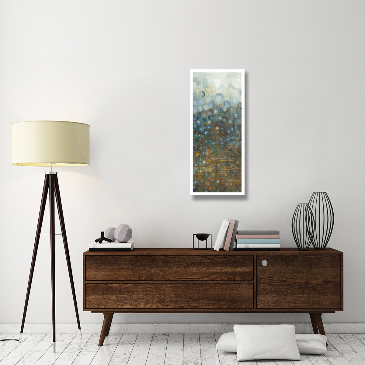 Blue and Bronze Dots III -Paper Art-18&quotx42"