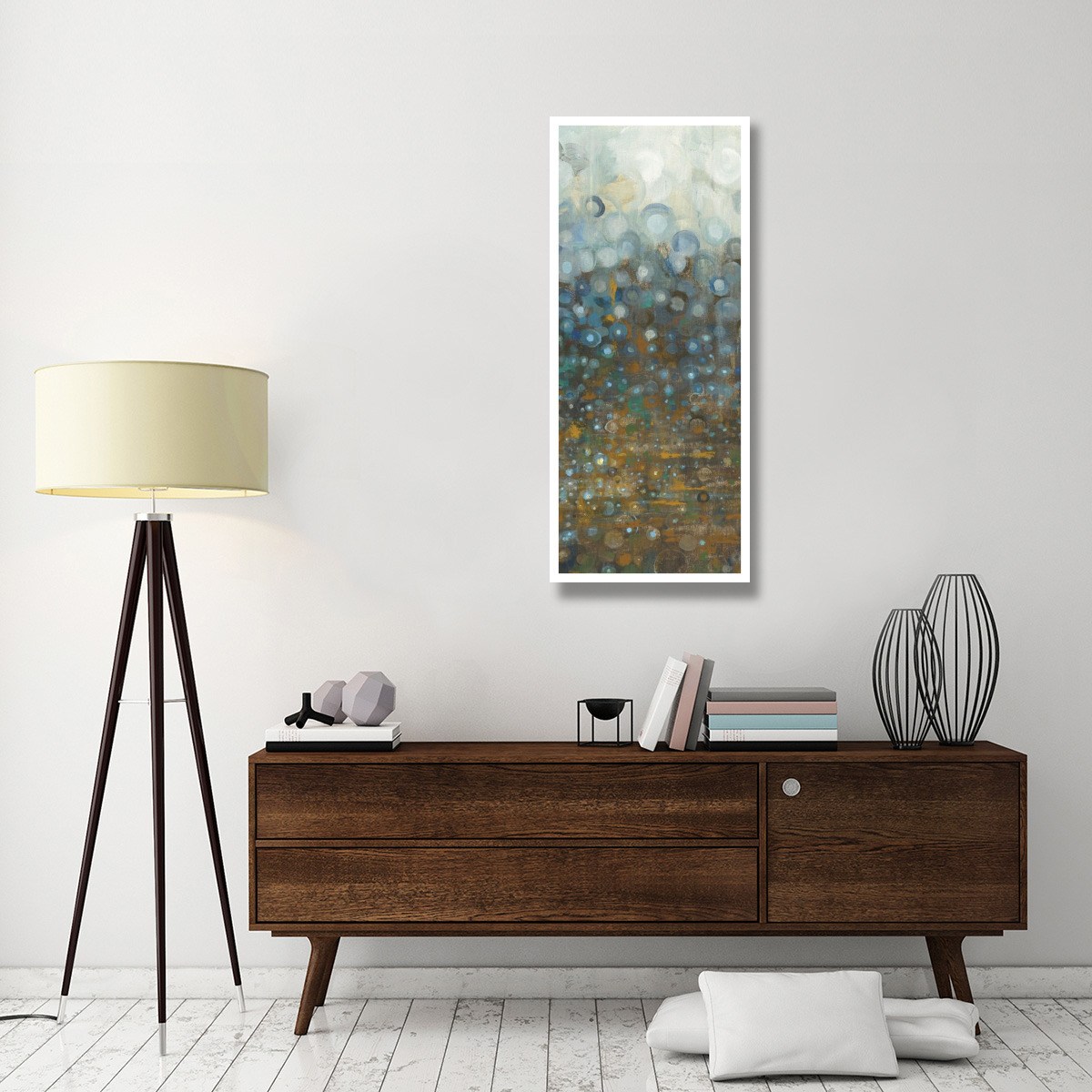Blue and Bronze Dots III -Paper Art-22&quotx52"
