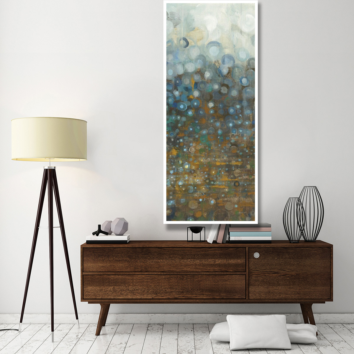 Blue and Bronze Dots III -Paper Art-32&quotx77"