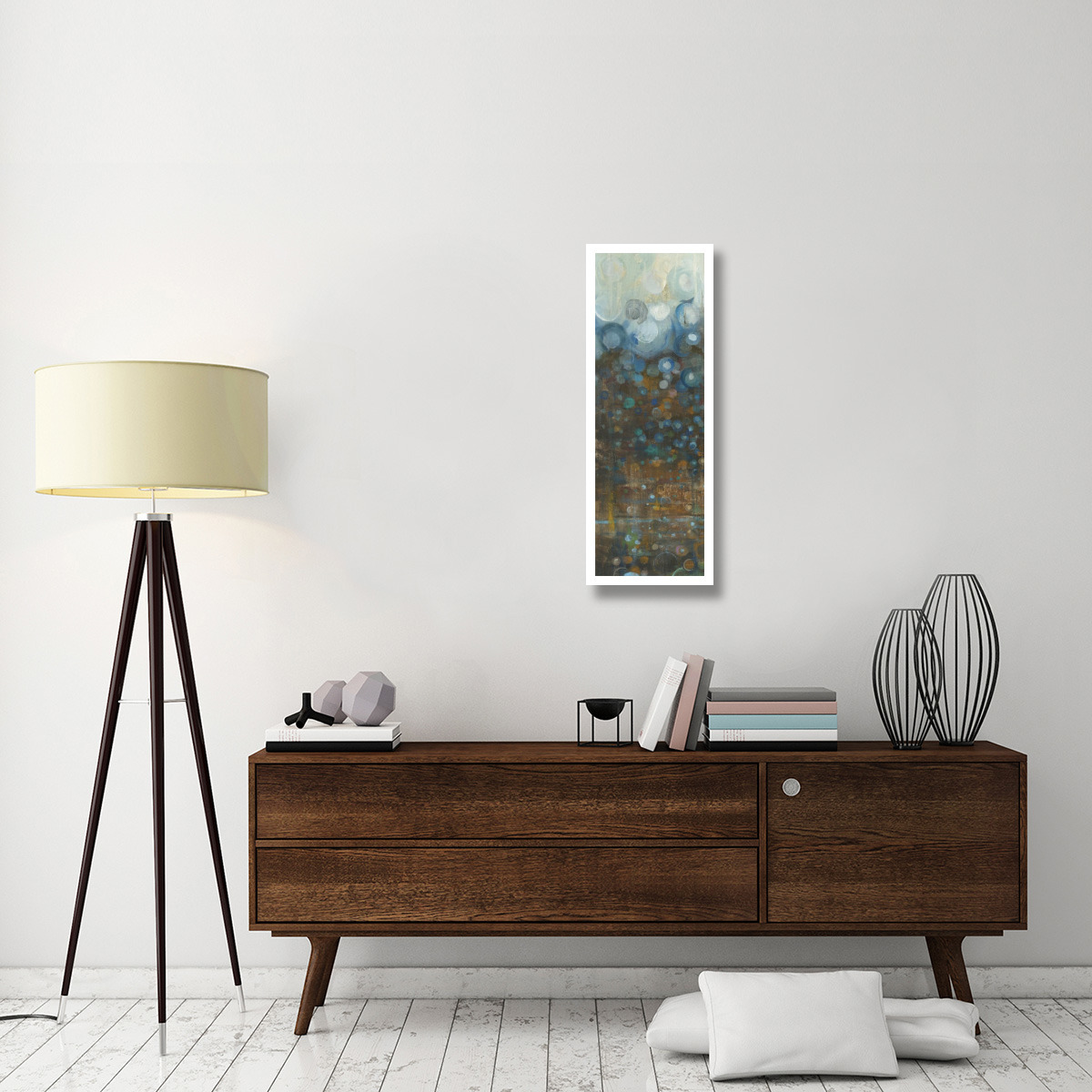 Blue and Bronze Dots IV -Paper Art-14&quotx38"