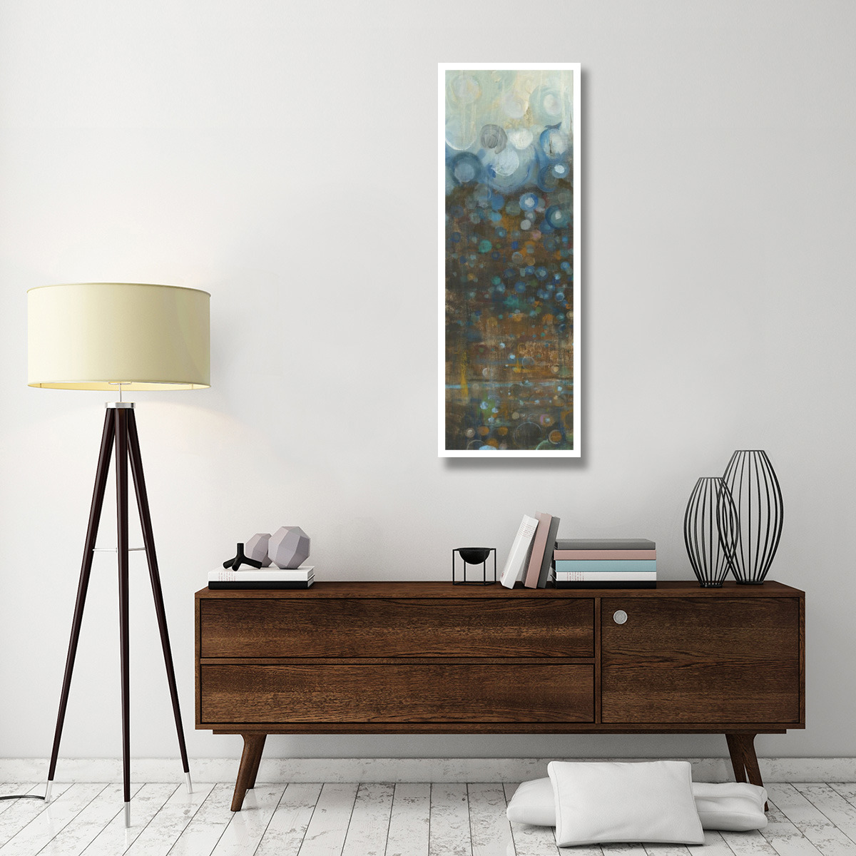 Blue and Bronze Dots IV -Paper Art-20&quotx56"