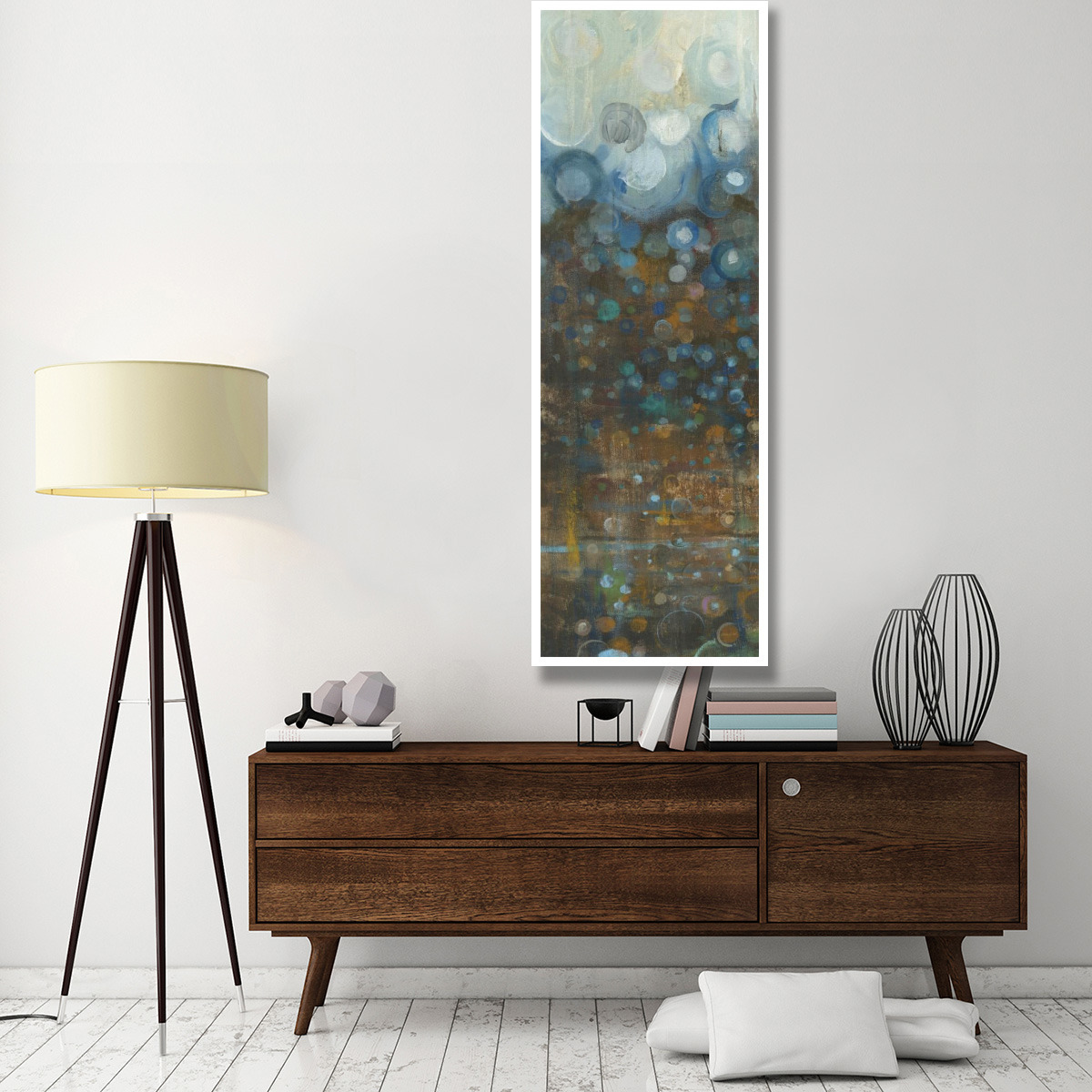Blue and Bronze Dots IV -Paper Art-26&quotx74"