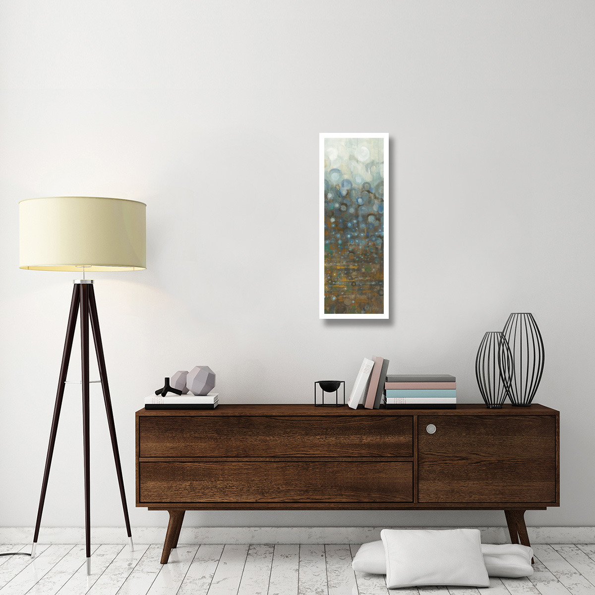 Blue and Bronze Dots VI -Paper Art-14&quotx38"