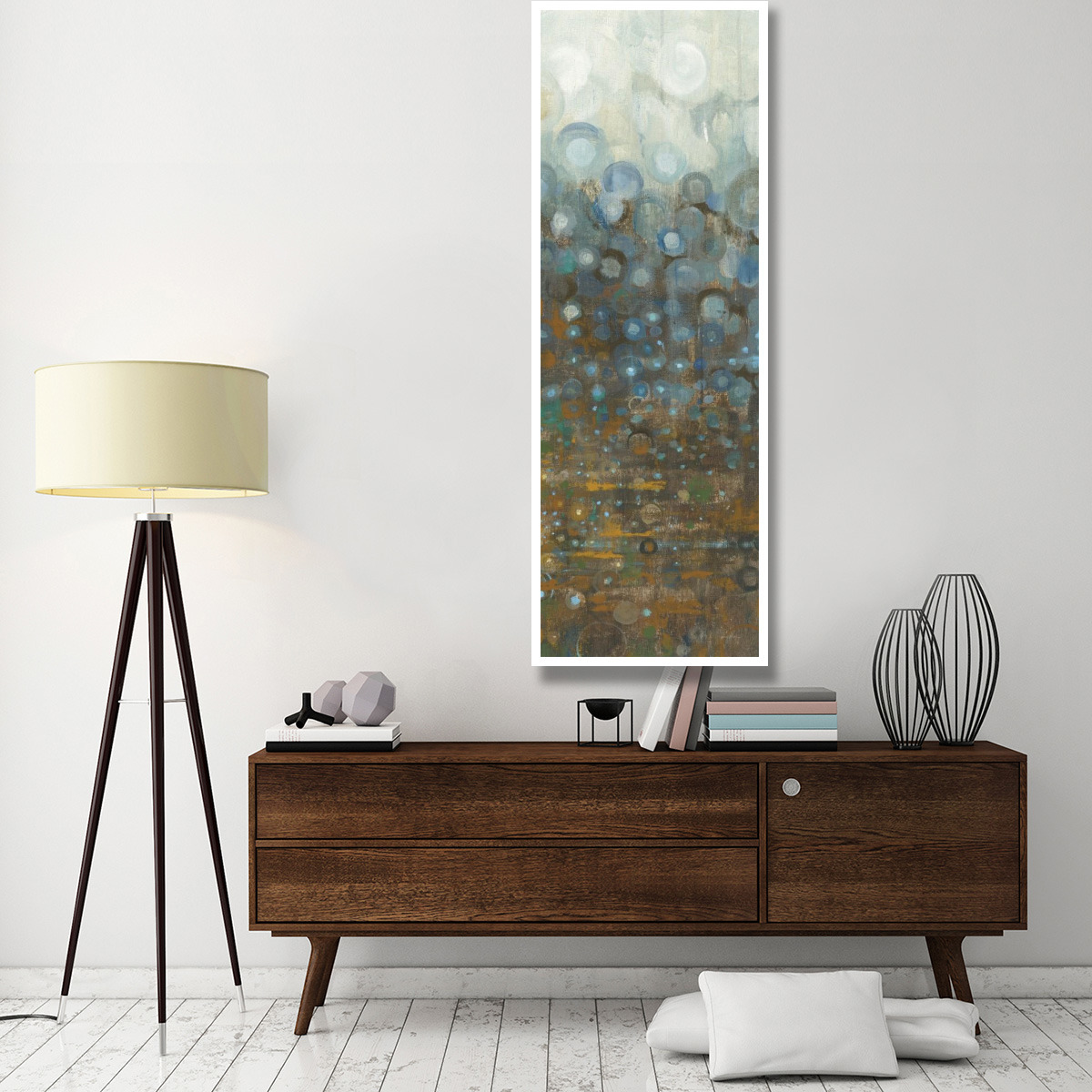 Blue and Bronze Dots VI -Paper Art-26&quotx74"