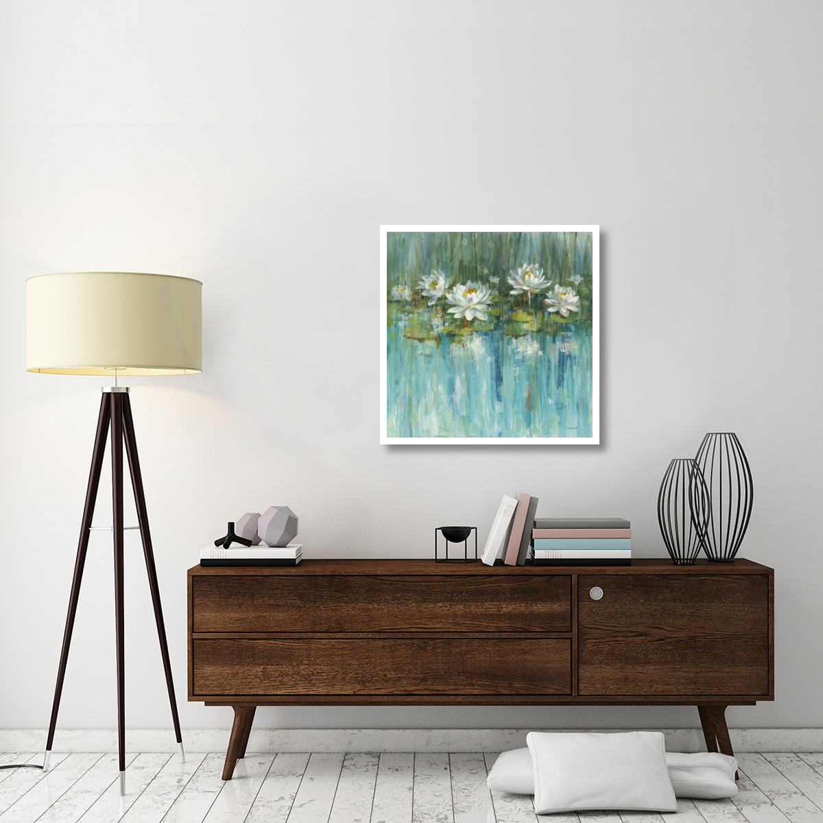 Water Lily Pond v2 Crop -Paper Art-32&quotx32"