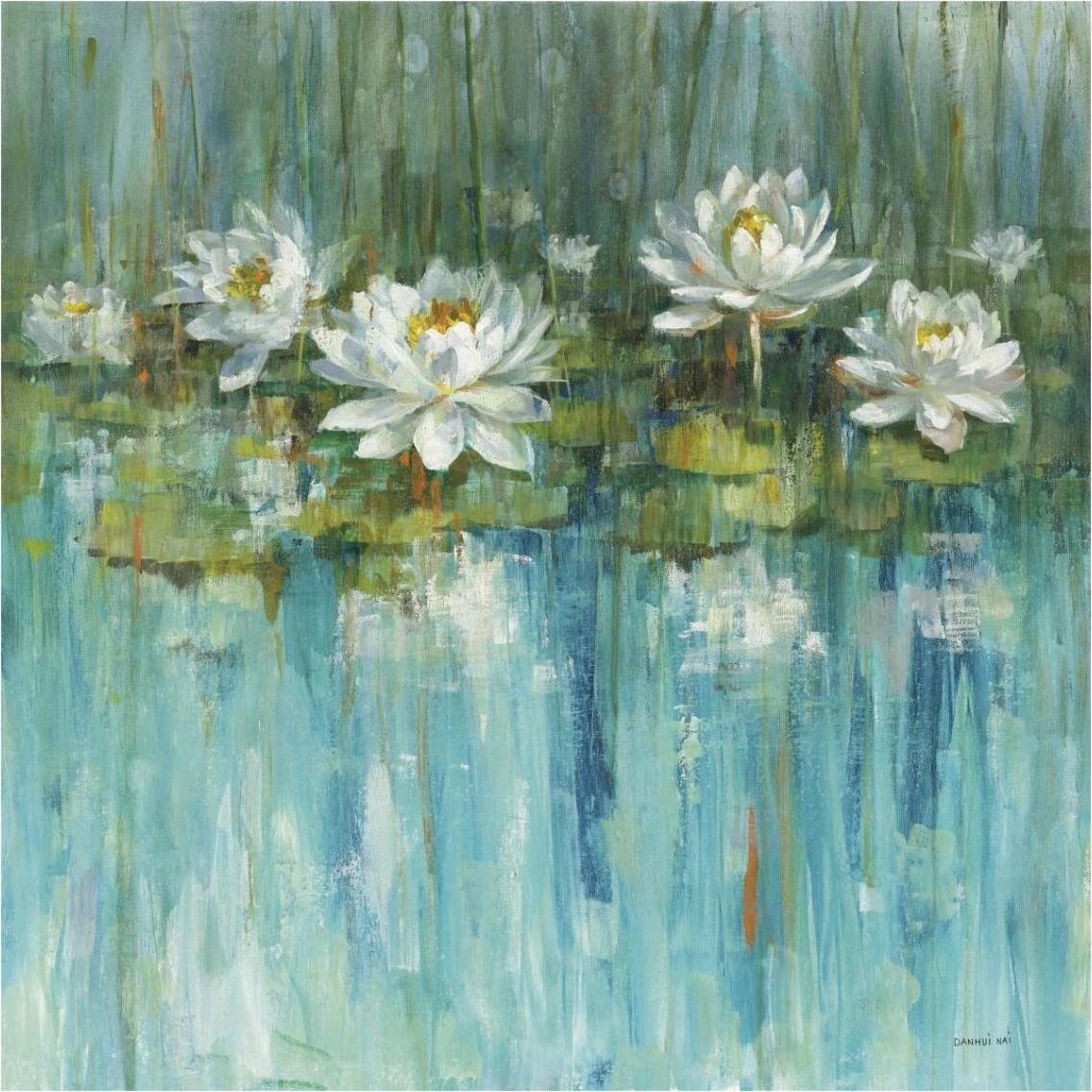 Water Lily Pond v2 Crop -Paper Art-38&quotx38"