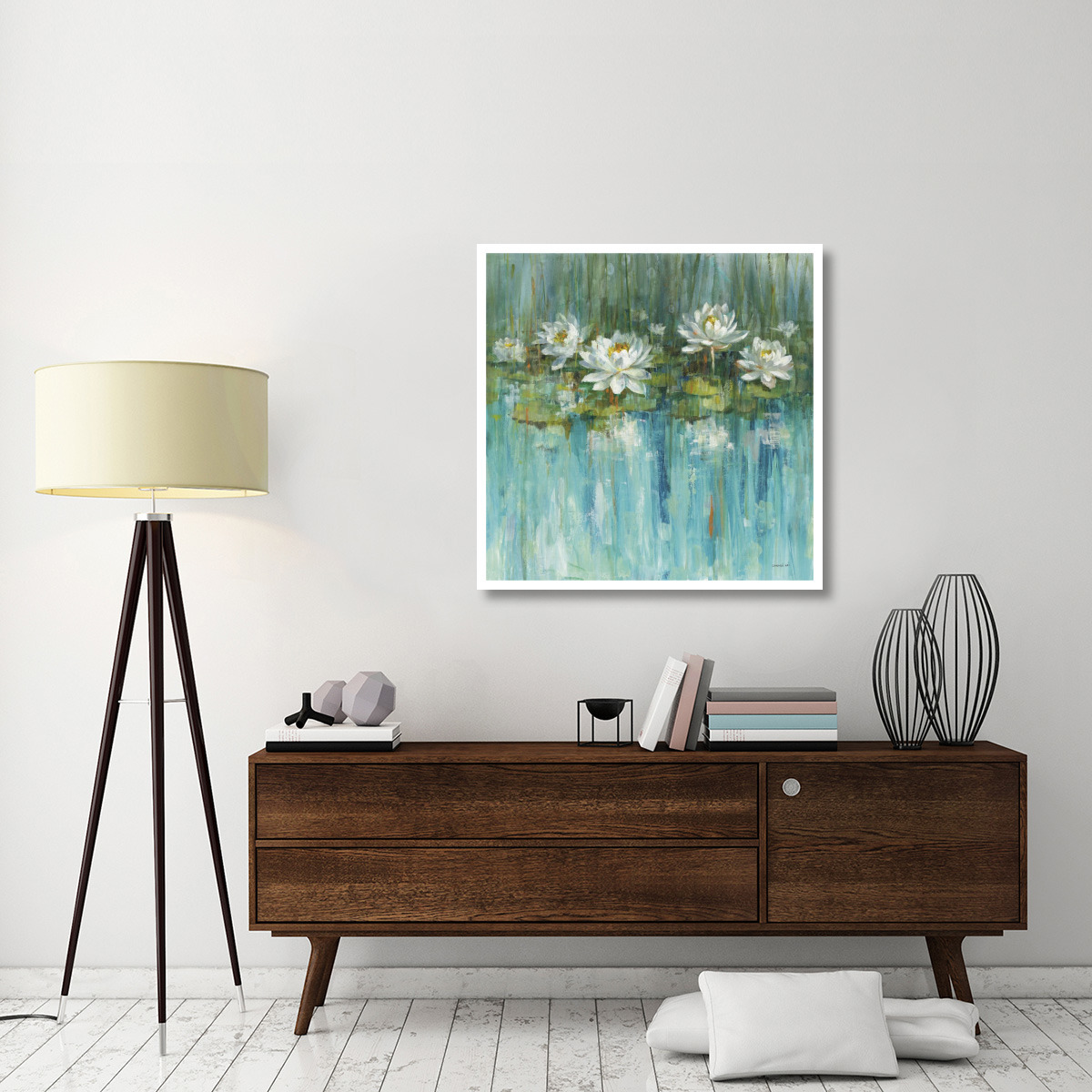 Water Lily Pond v2 Crop -Paper Art-38&quotx38"