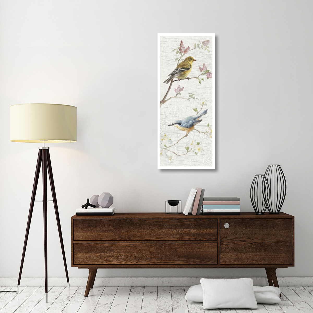 Vintage Birds Panel I -Paper Art-22&quotx52"