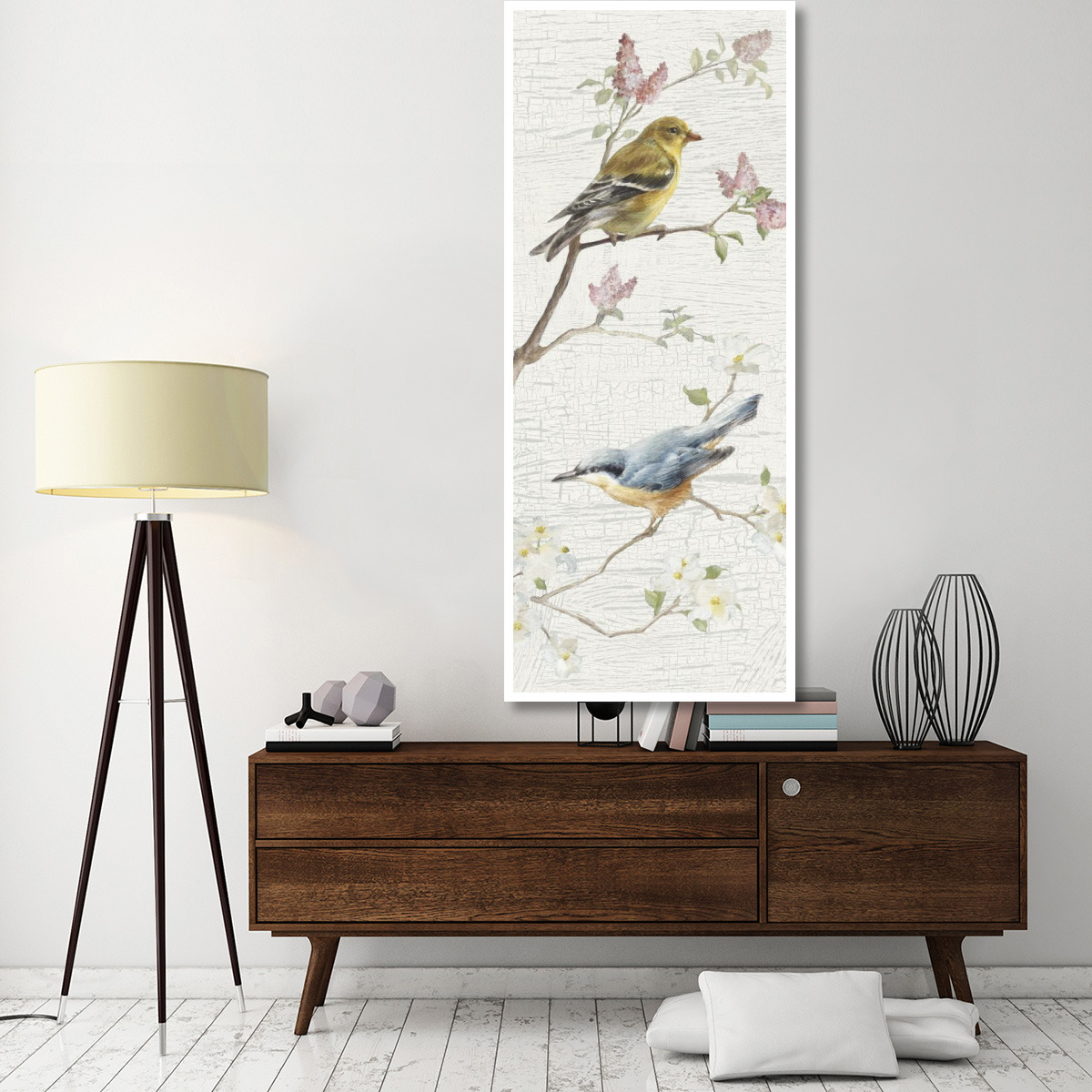 Vintage Birds Panel I -Paper Art-32&quotx77"