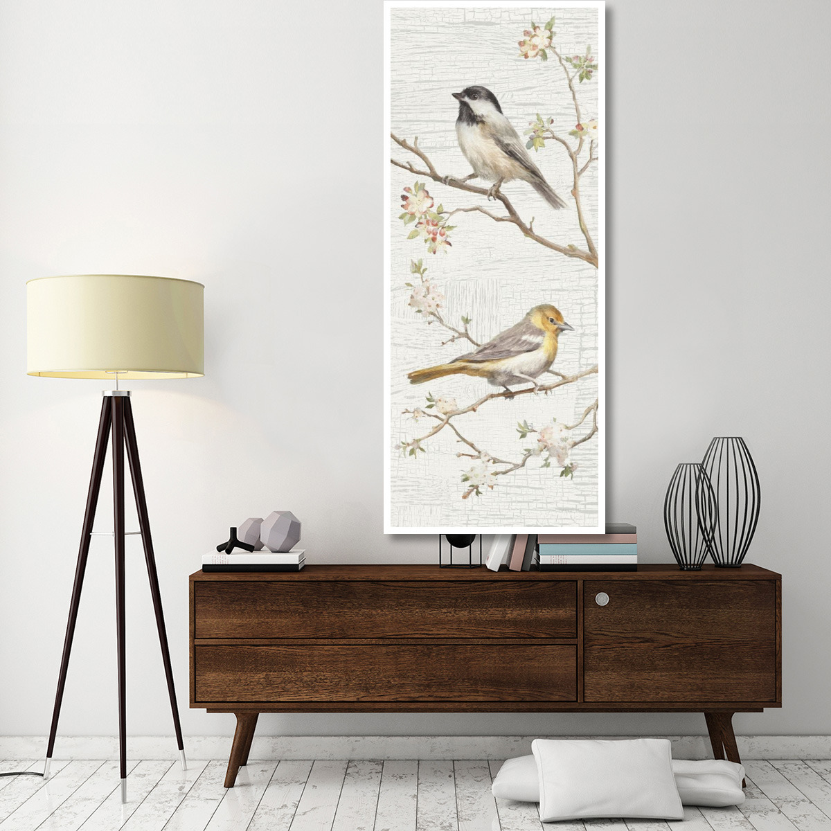 Vintage Birds Panel II -Paper Art-32&quotx77"