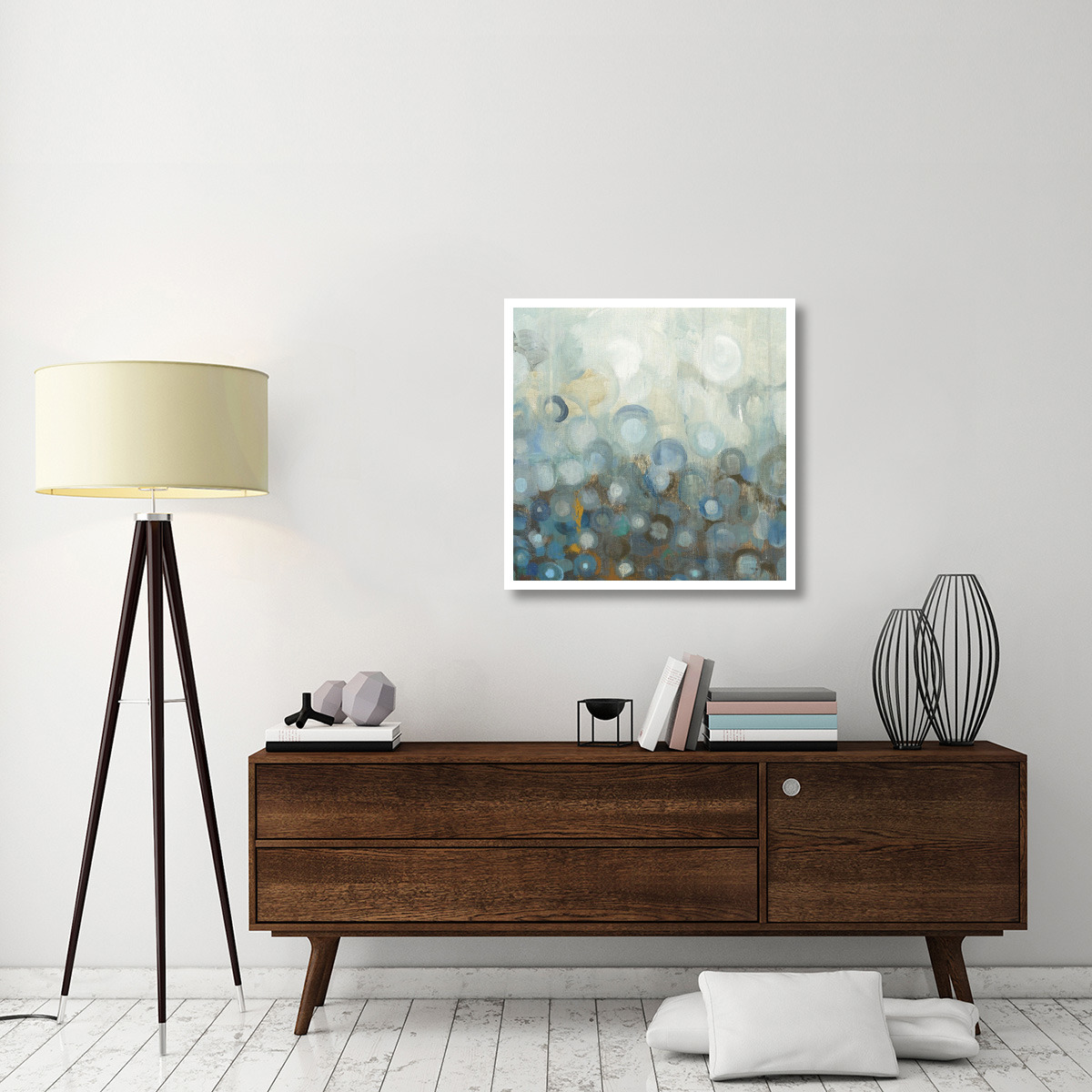 Blue and Bronze Dots VIII -Paper Art-32&quotx32"