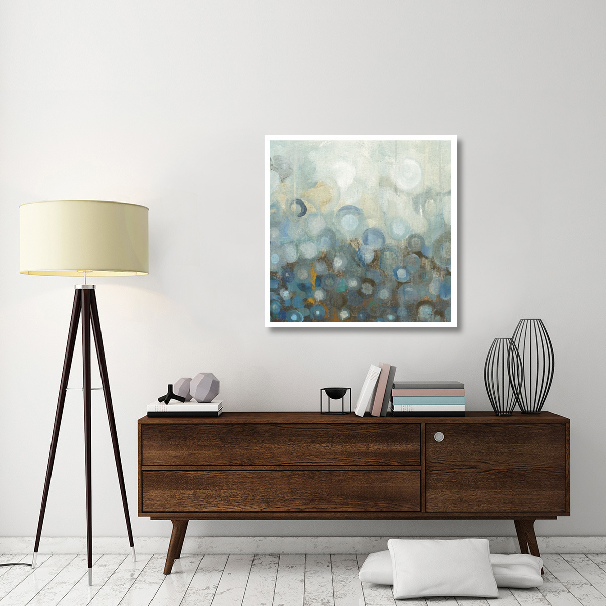Blue and Bronze Dots VIII -Paper Art-38&quotx38"